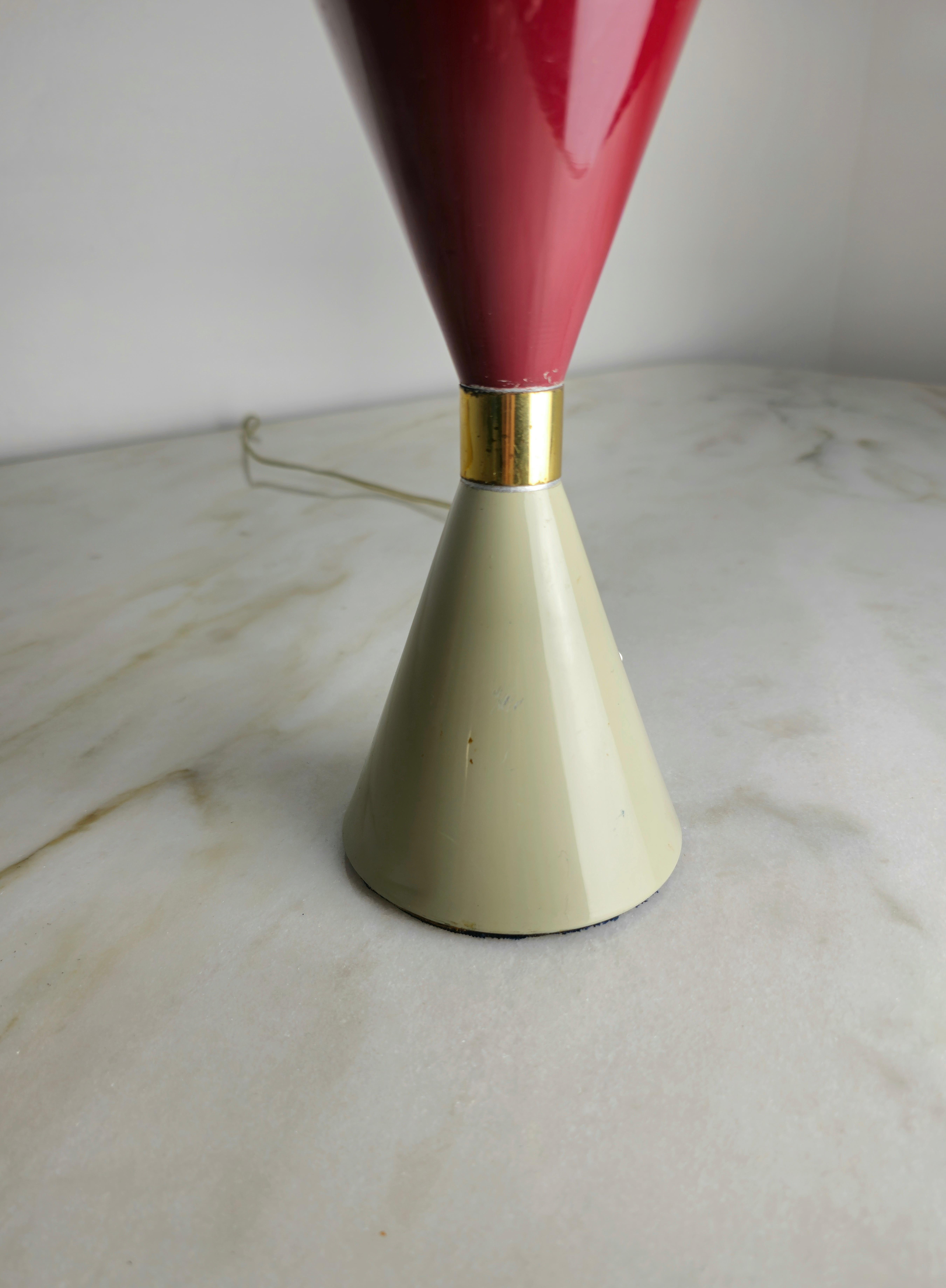 Table Lamp Aluminum Red Grey in the Style of Arredoluce Midcentury, Italy, 1950s 2