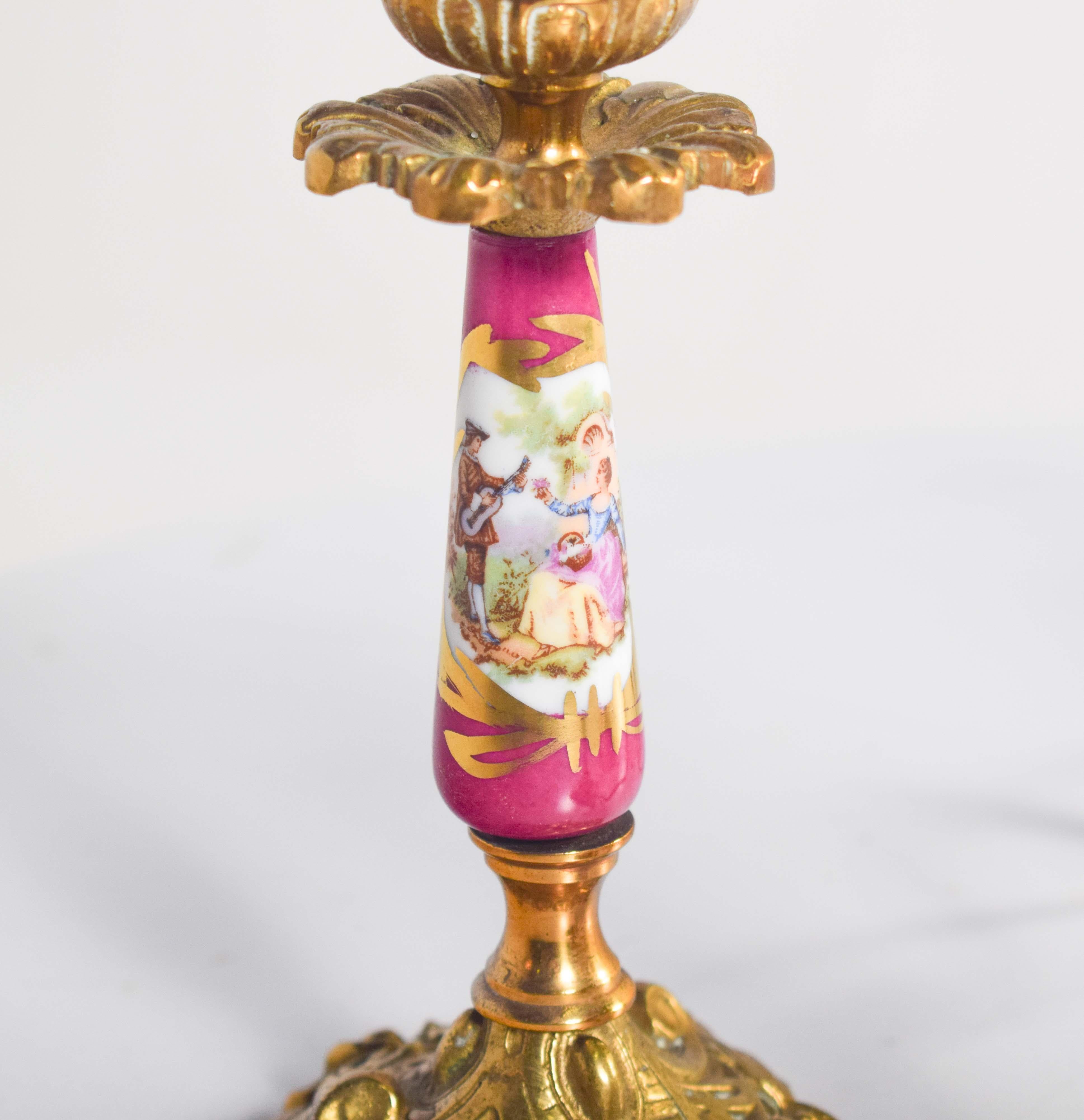 Mid-Century Modern Table Lamp and Two Chandeliers in Pottery and Metal For Sale
