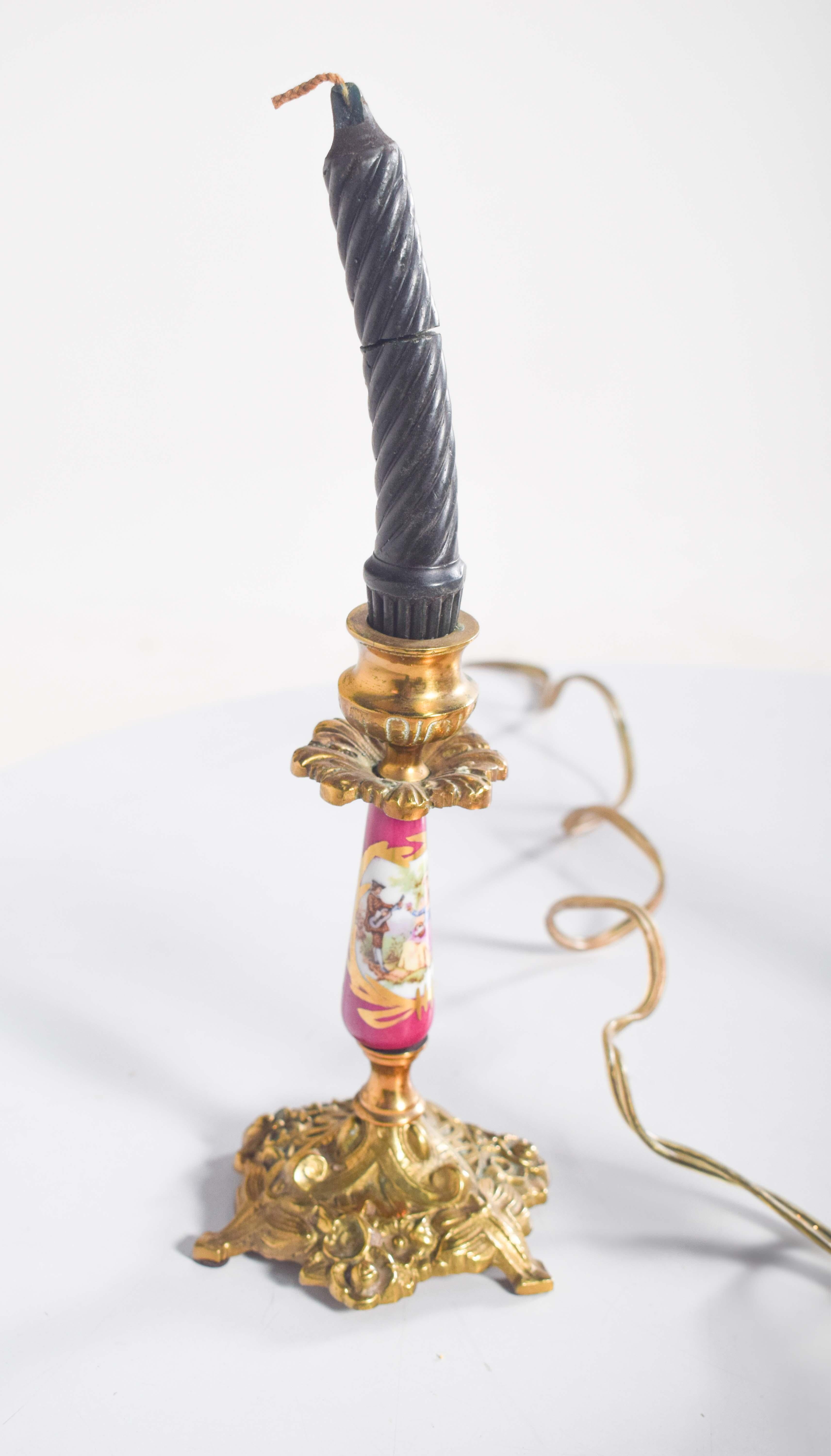 Portuguese Table Lamp and Two Chandeliers in Pottery and Metal For Sale