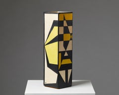 1950s Swedish Table Lamp – Geometric Ceramic Base for Nordiska Kompaniet