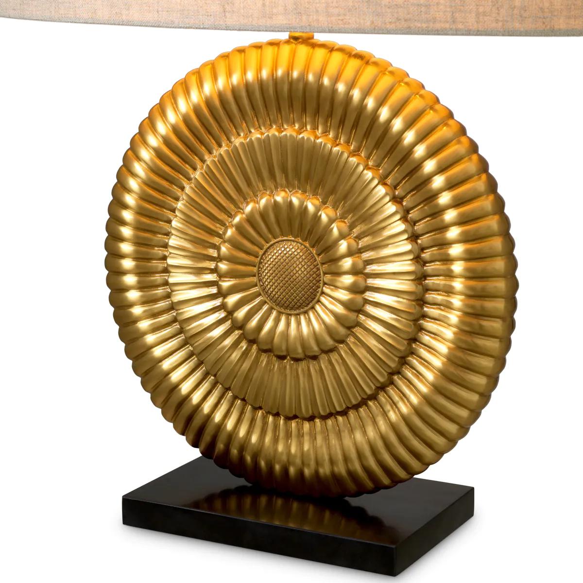 Granito Lampada da tavolo - Finitura oro antico con base in granito nero in vendita