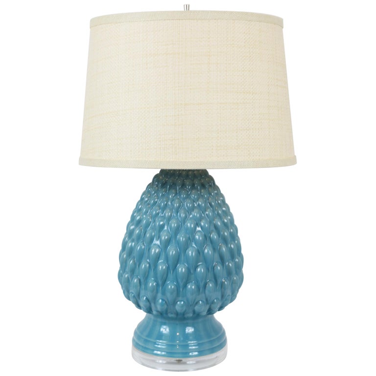 Table Lamp Artichoke Style Lucite Base For Sale at 1stDibs