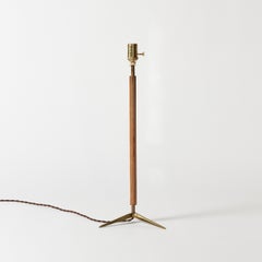 Table Lamp Attributed to Jacques Adnet with Stem Wrapped in Leather