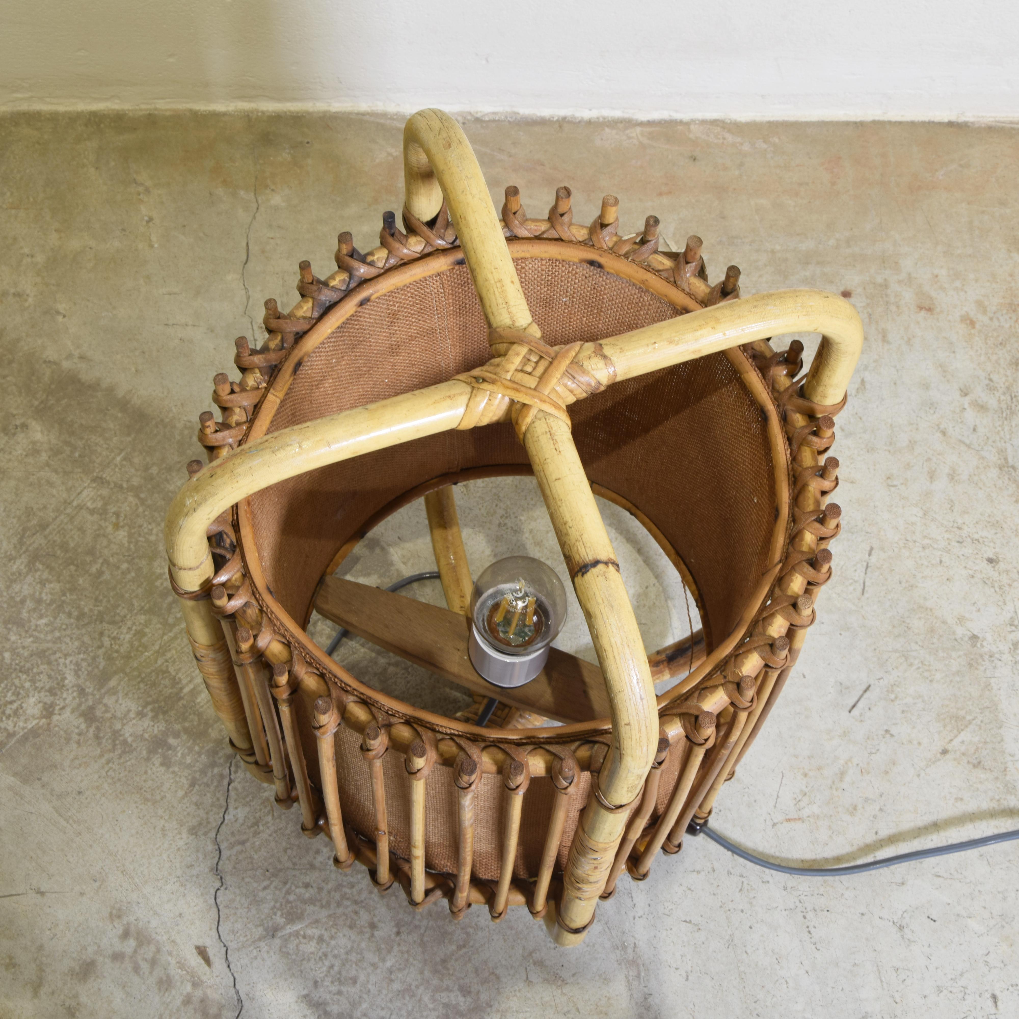 Bamboo 1960s bamboo table lamp. For Sale