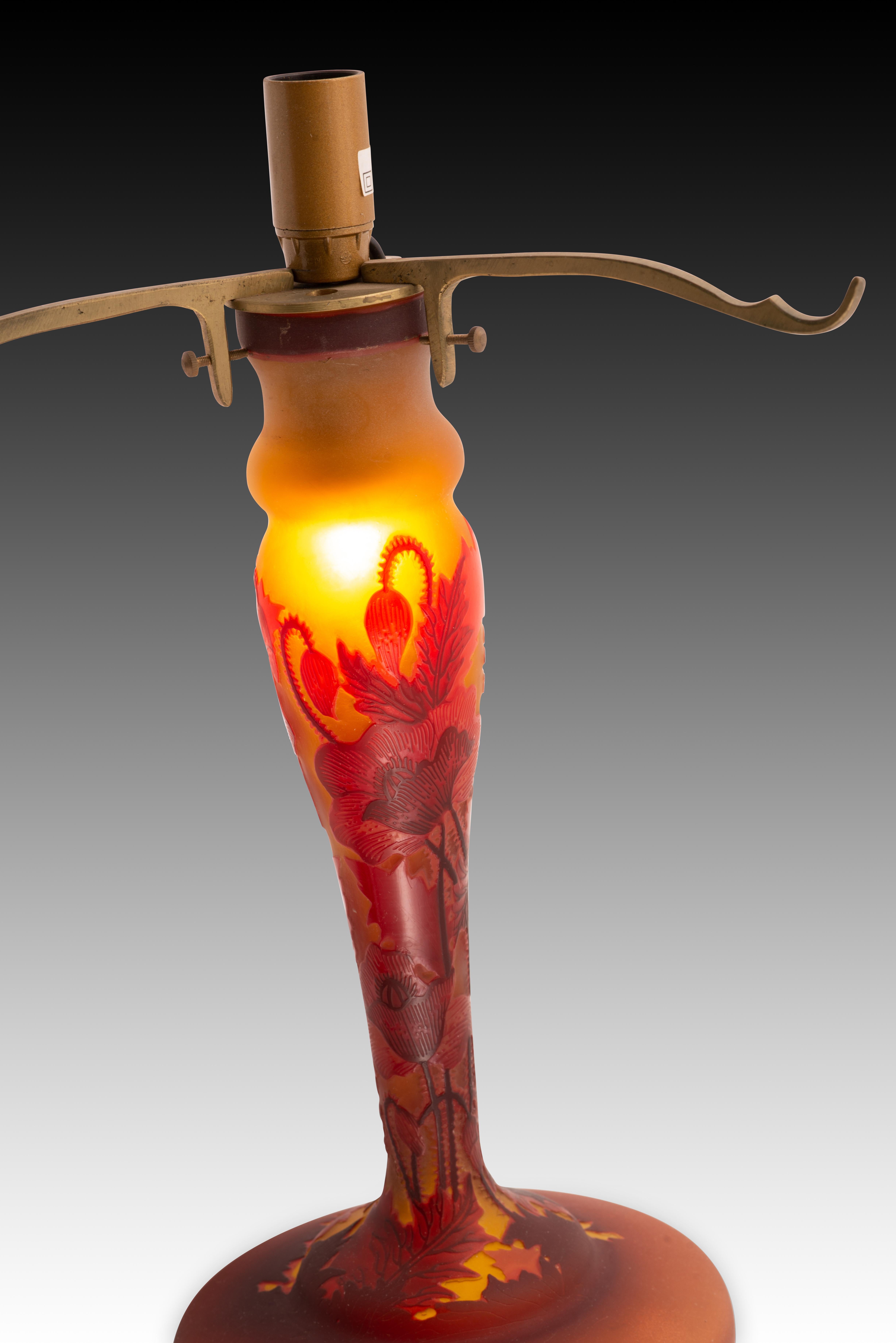 Base de lampe de table. Verre, métal. 20e siècle, basé sur des modèles Art nouveau. Bon état - En vente à Madrid, ES