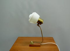 Table lamp, bedside lamp - glass, brass, teak - Germany, 1960s
