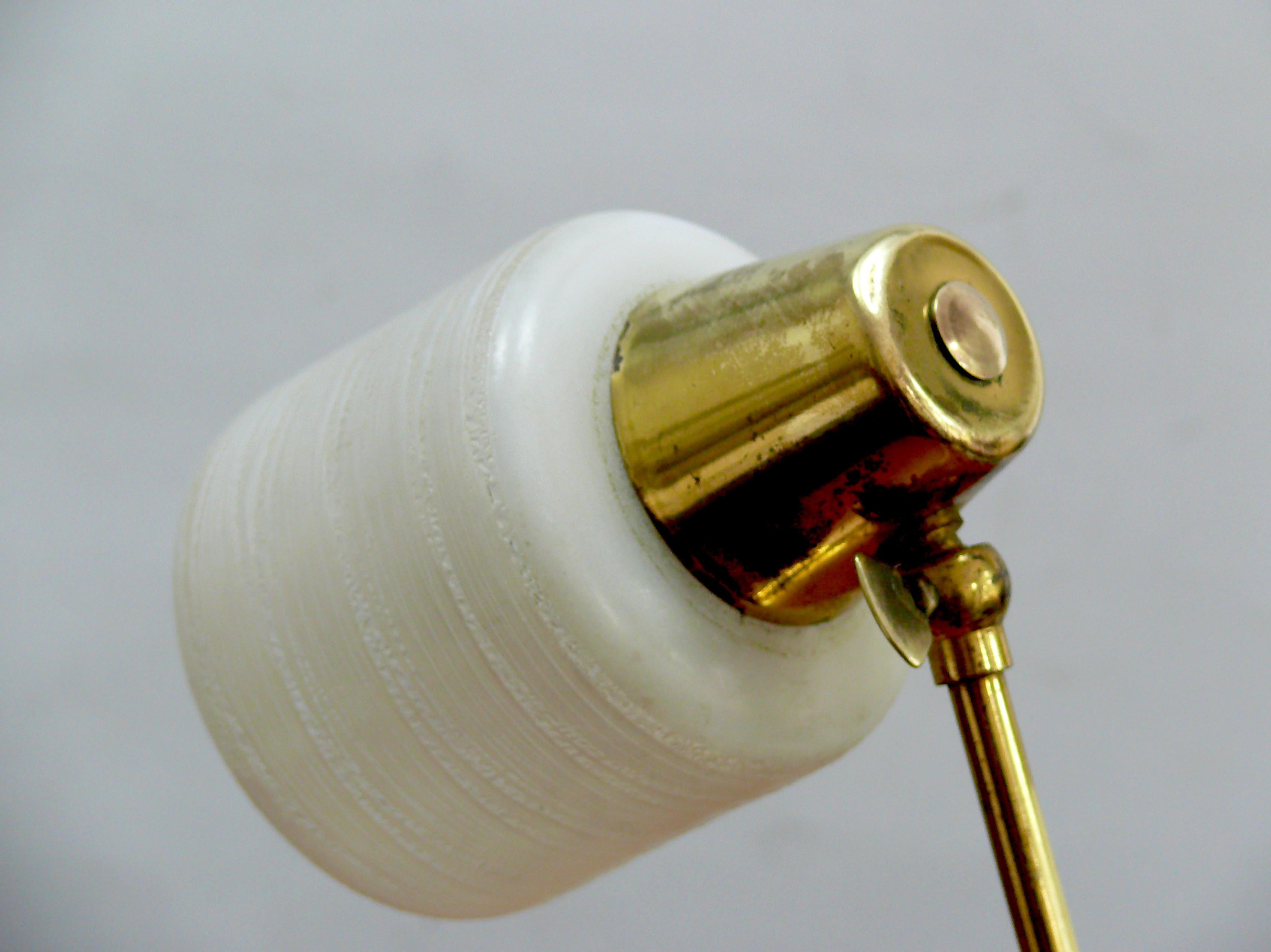 Table lamp, bedside lamp - glass, brass, teak - Germany, 1960s For Sale 1