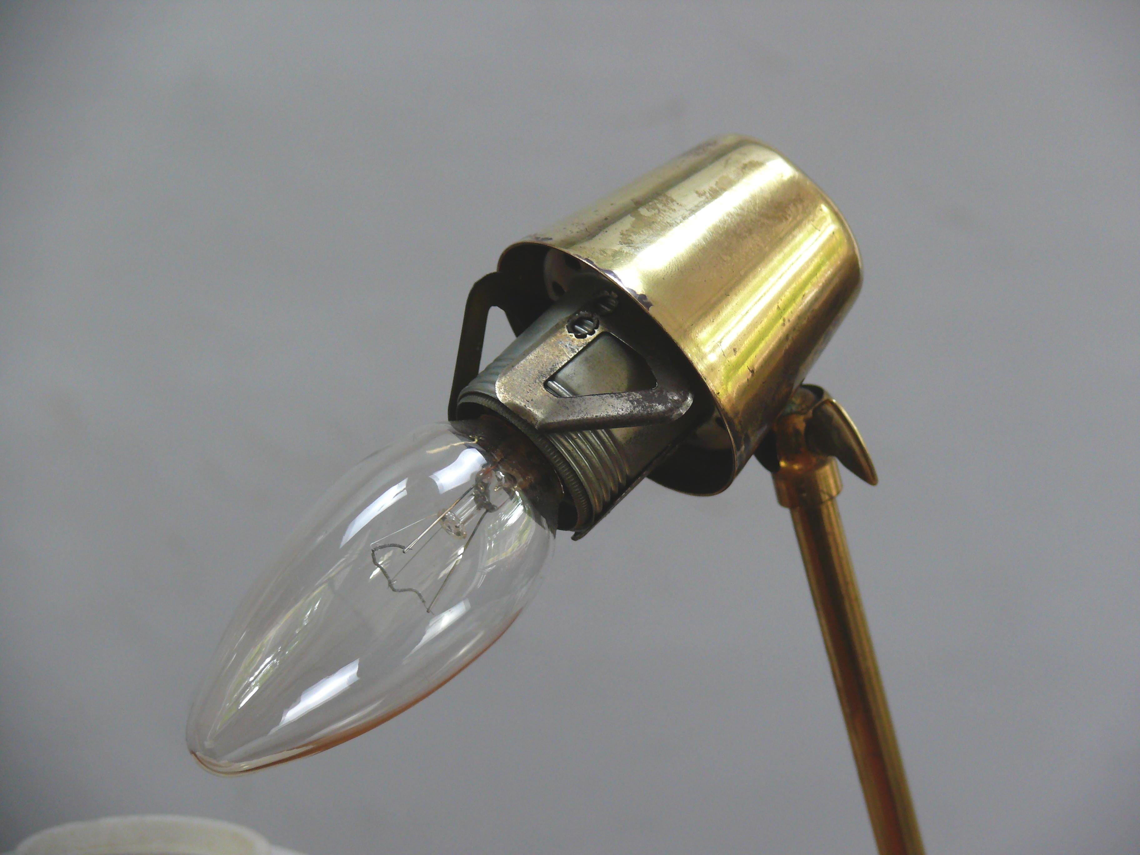 Table lamp, bedside lamp - glass, brass, teak - Germany, 1960s For Sale 2
