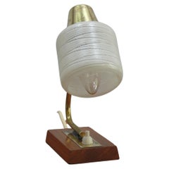 Table lamp, bedside lamp - glass, brass, teak - Germany, 1960s