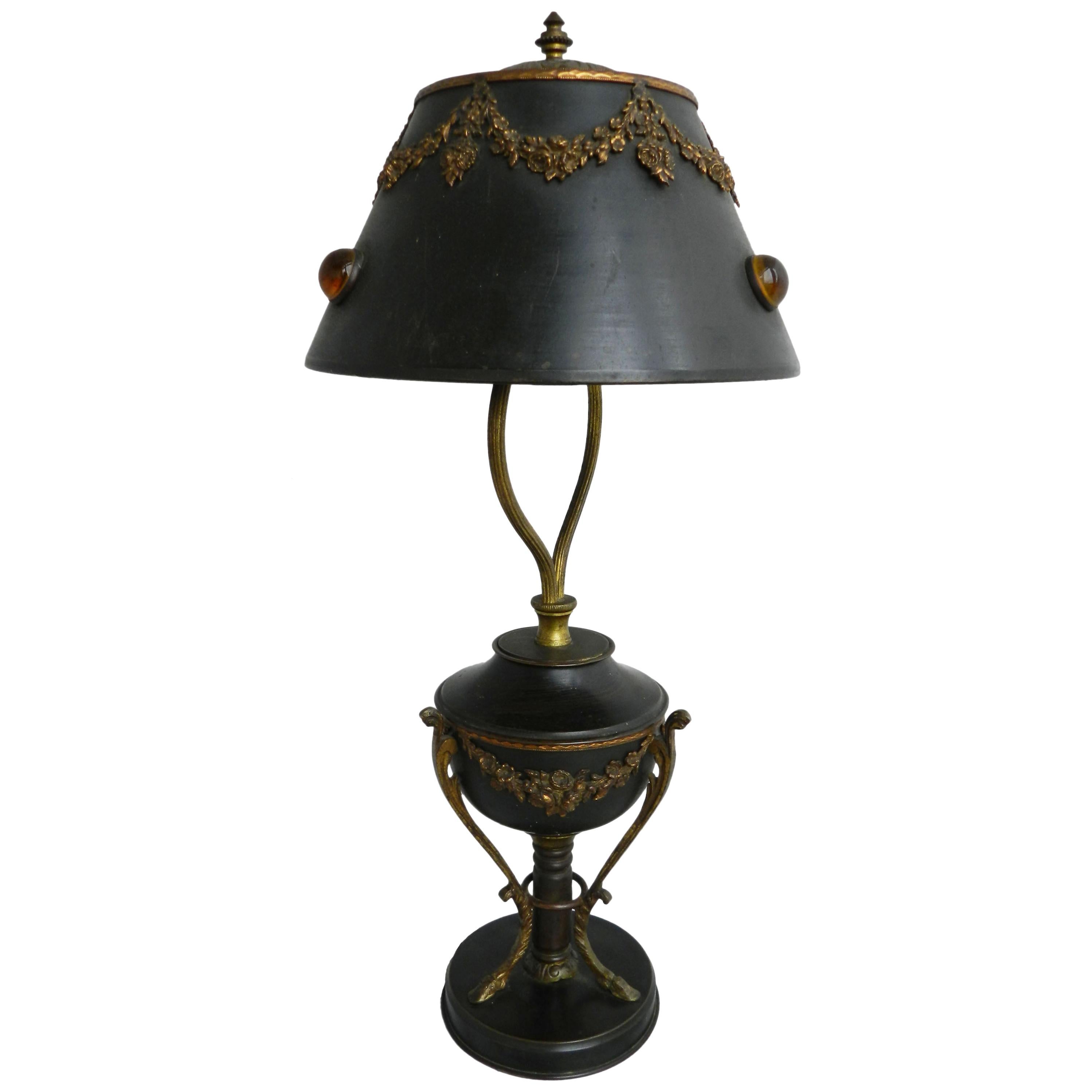 Tischlampe Belle Époque Französisch Cabuchons Bohemian, um 1890