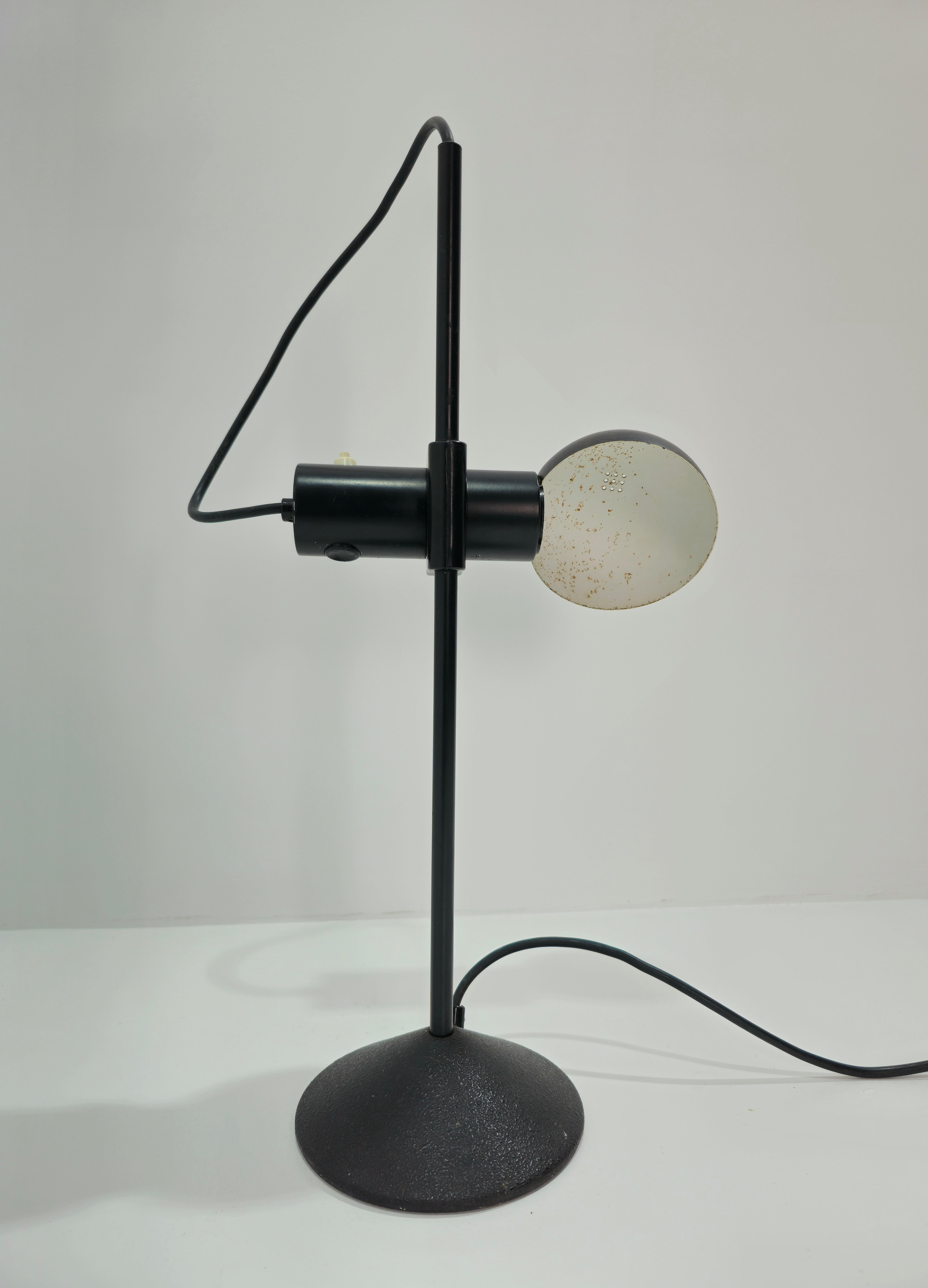 Enameled Table Lamp Black Barbieri & Marianelli Mid-Century Modern Design Italy 1960/70s For Sale