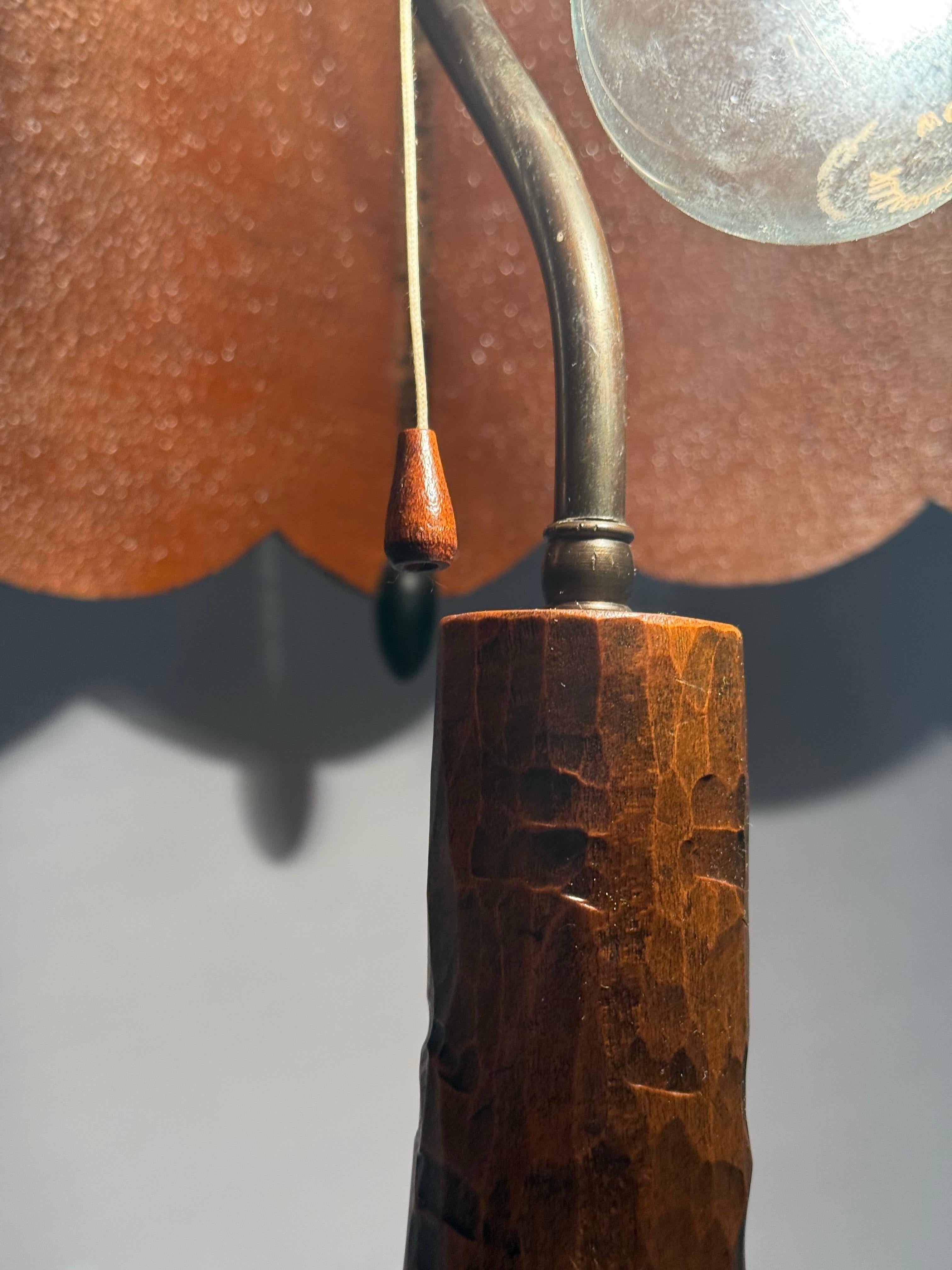 Hand-Crafted Table Lamp Black Forest Handcrafted Dwarf and Magic Mushrooms, Germany, 1920s For Sale