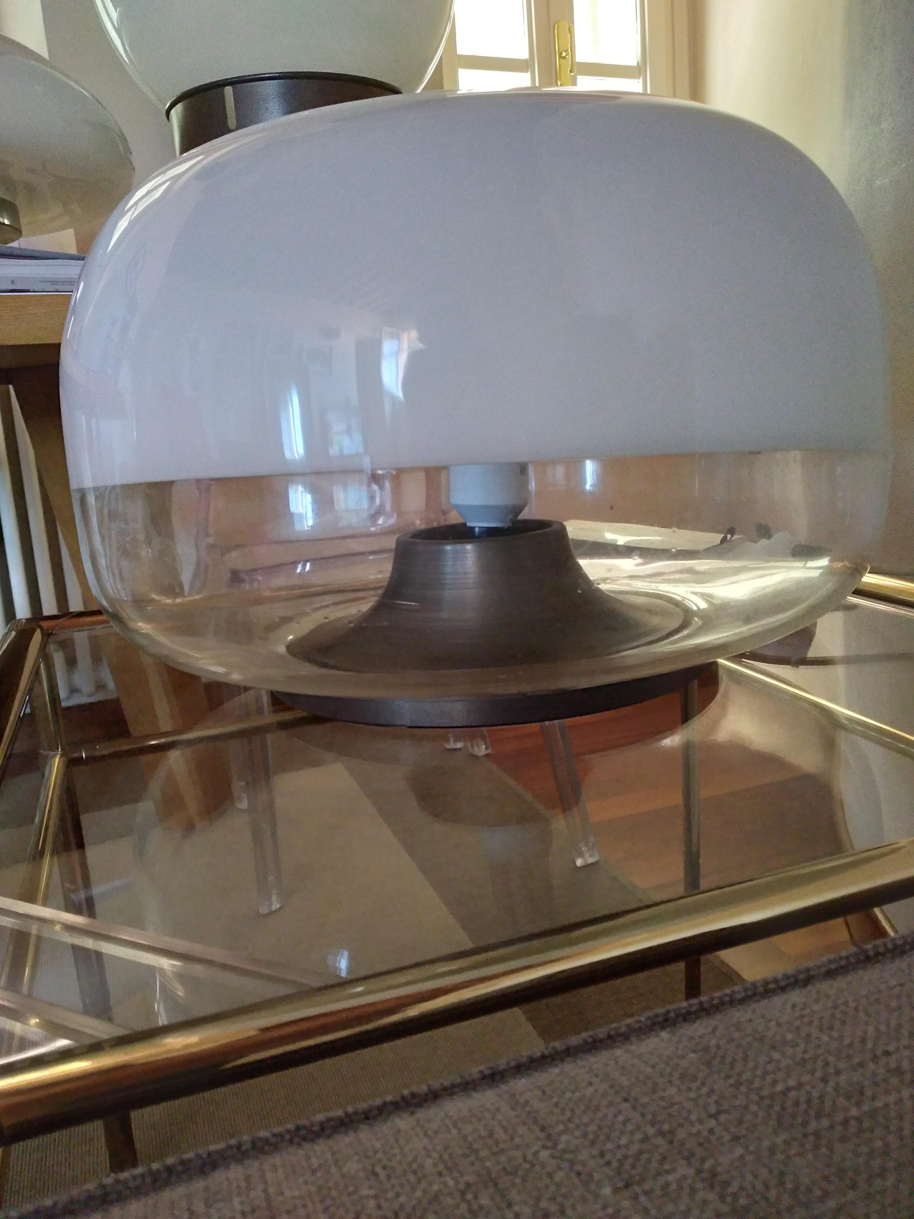 Mid-Century Modern Table Lamp Blown Glass and Metal, Italy, 1969s, Artemide