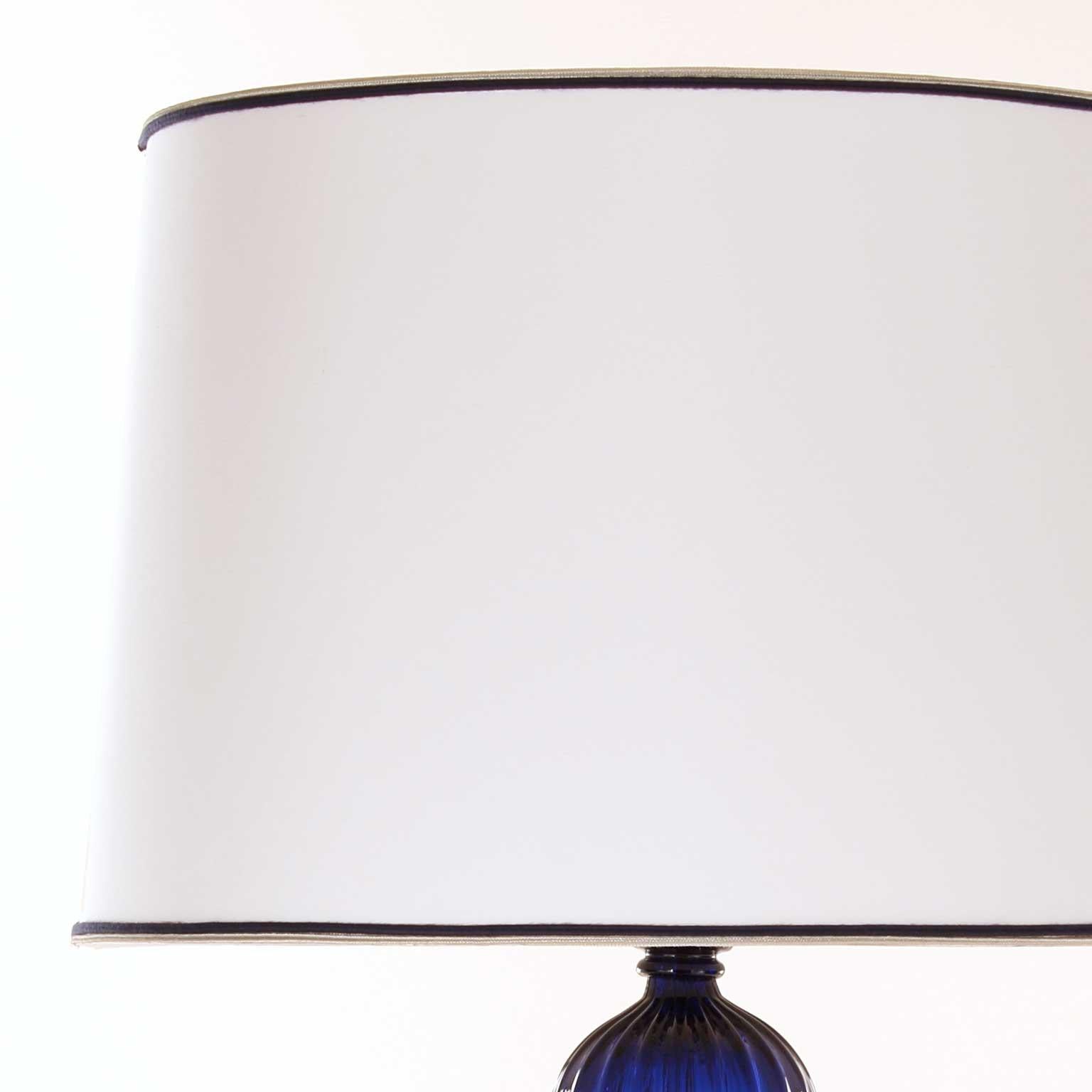 Other Artistic Table Lamp Blue Transparent Murano Glass White Lampshade by Multiforme