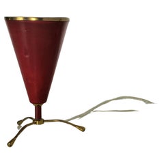 Lampada da tavolo Ottone Alluminio Rosso Attribuibile ad Arredoluce Midcentury Italia anni '50