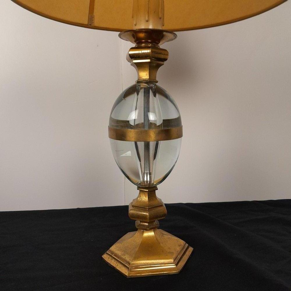 Brass Table lamp brass and glass by Gabriella Crespi '60s For Sale
