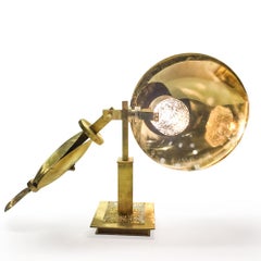 Lampada da tavolo in ottone con cristalli incisi a mano in oro Italia