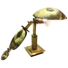 Lampada da tavolo in ottone con cristalli incisi a mano in oro Italia