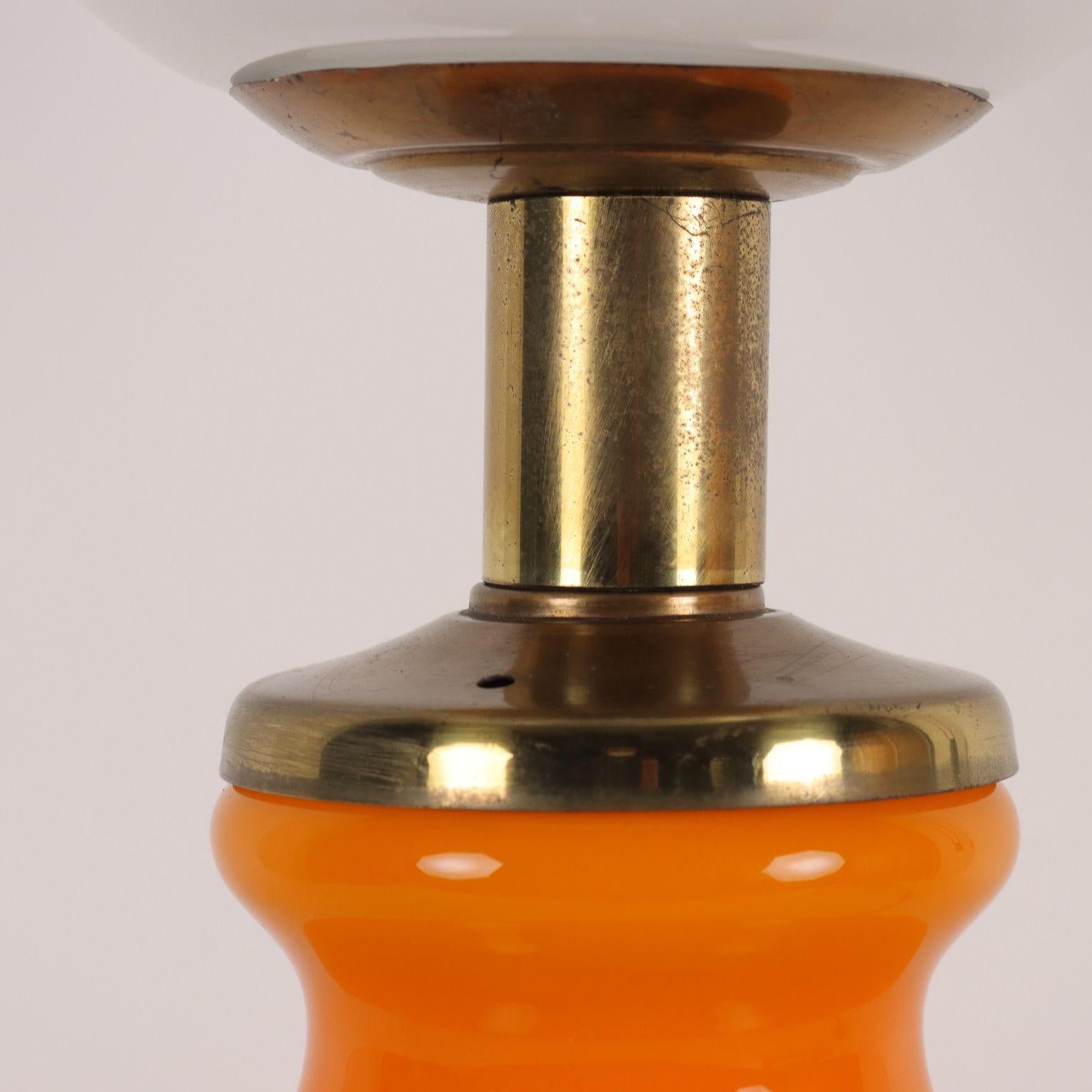 Italian Table Lamp Brass Glass, Italy, 1960s-1970s