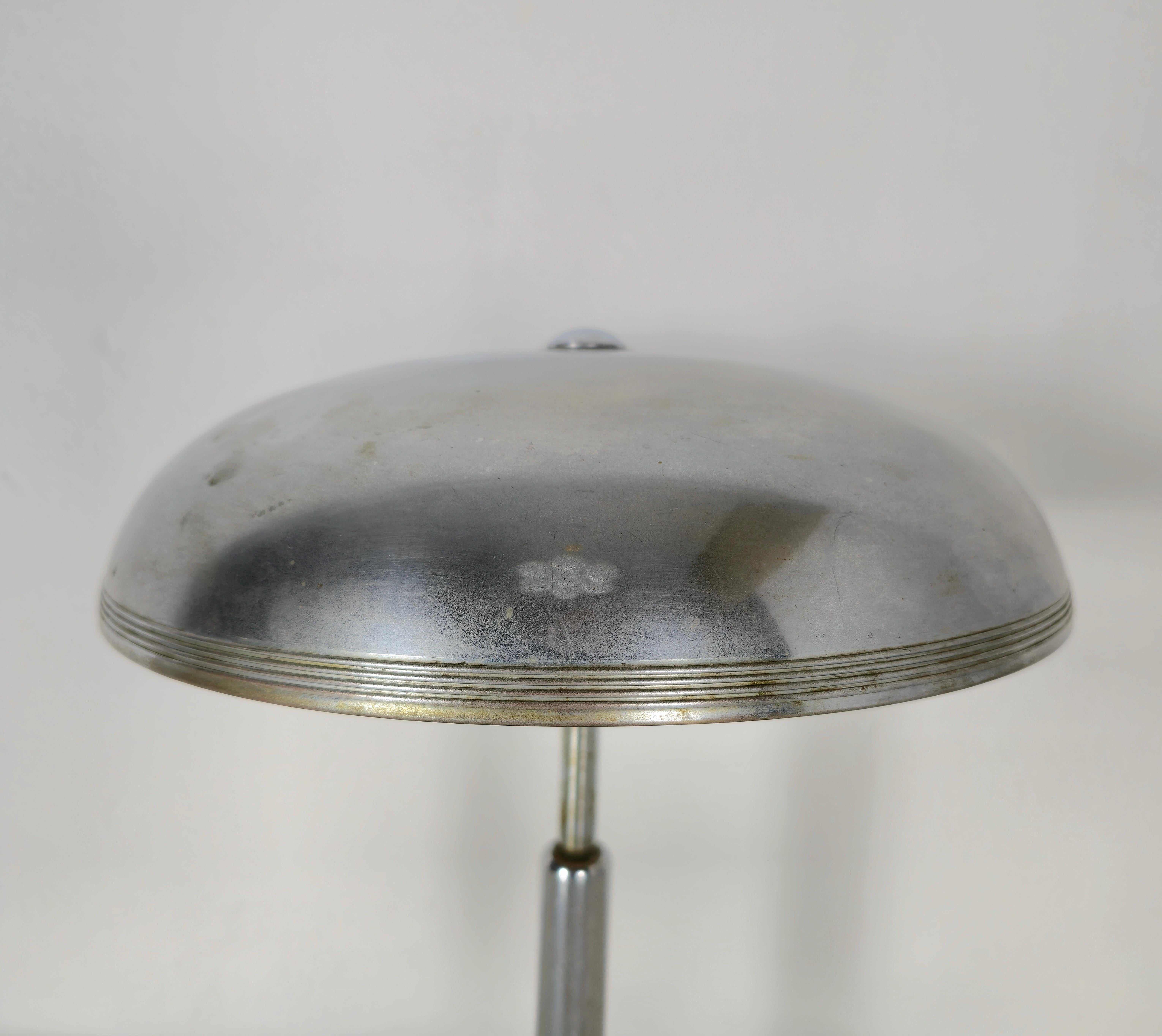 Lampe de bureau en laiton nickelé Giovanni Michelucci pour Lariolux, milieu du siècle dernier, années 1950 en vente 3