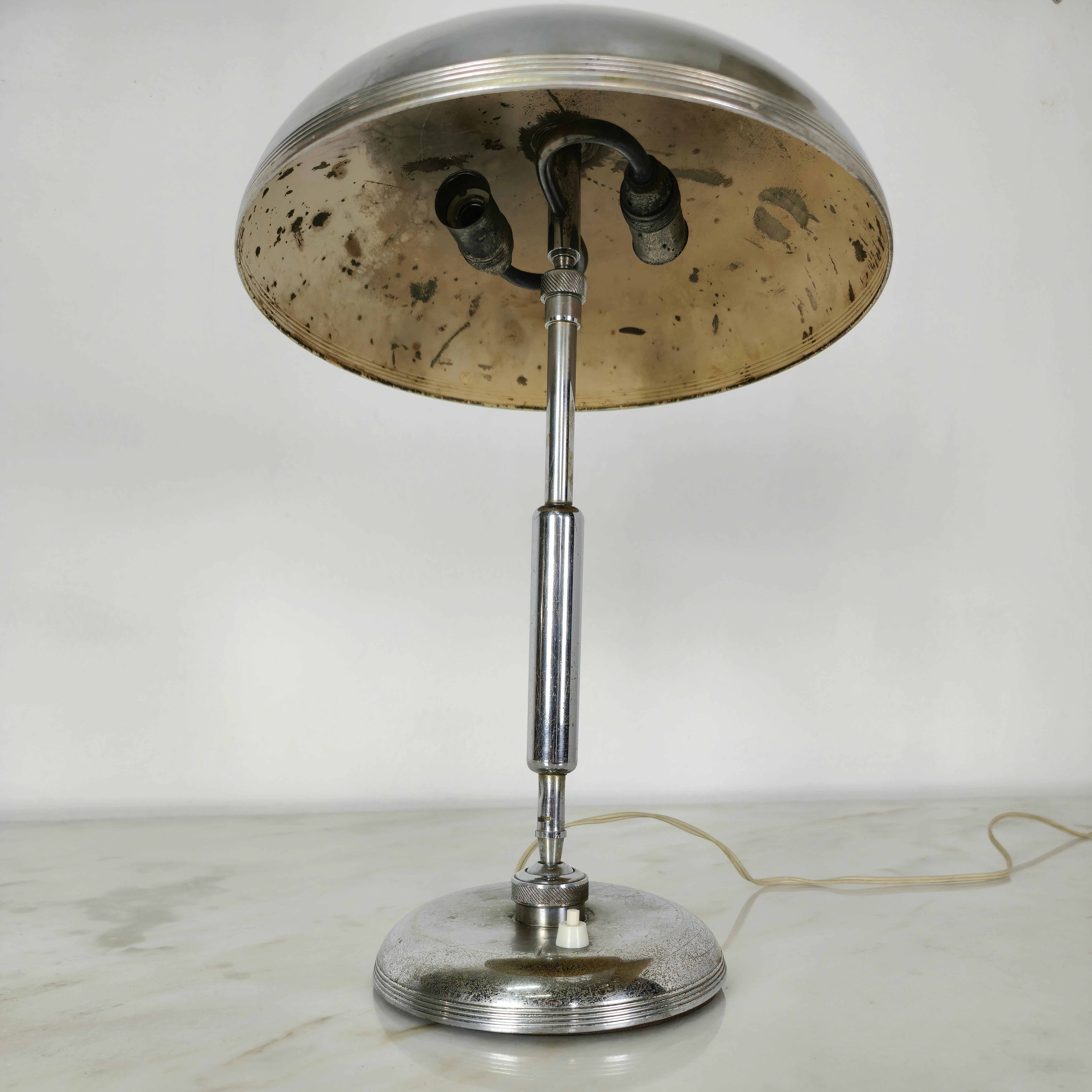 Table Lamp Brass Nickel-Plated Giovanni Michelucci for Lariolux Midcentury 1950s For Sale 6