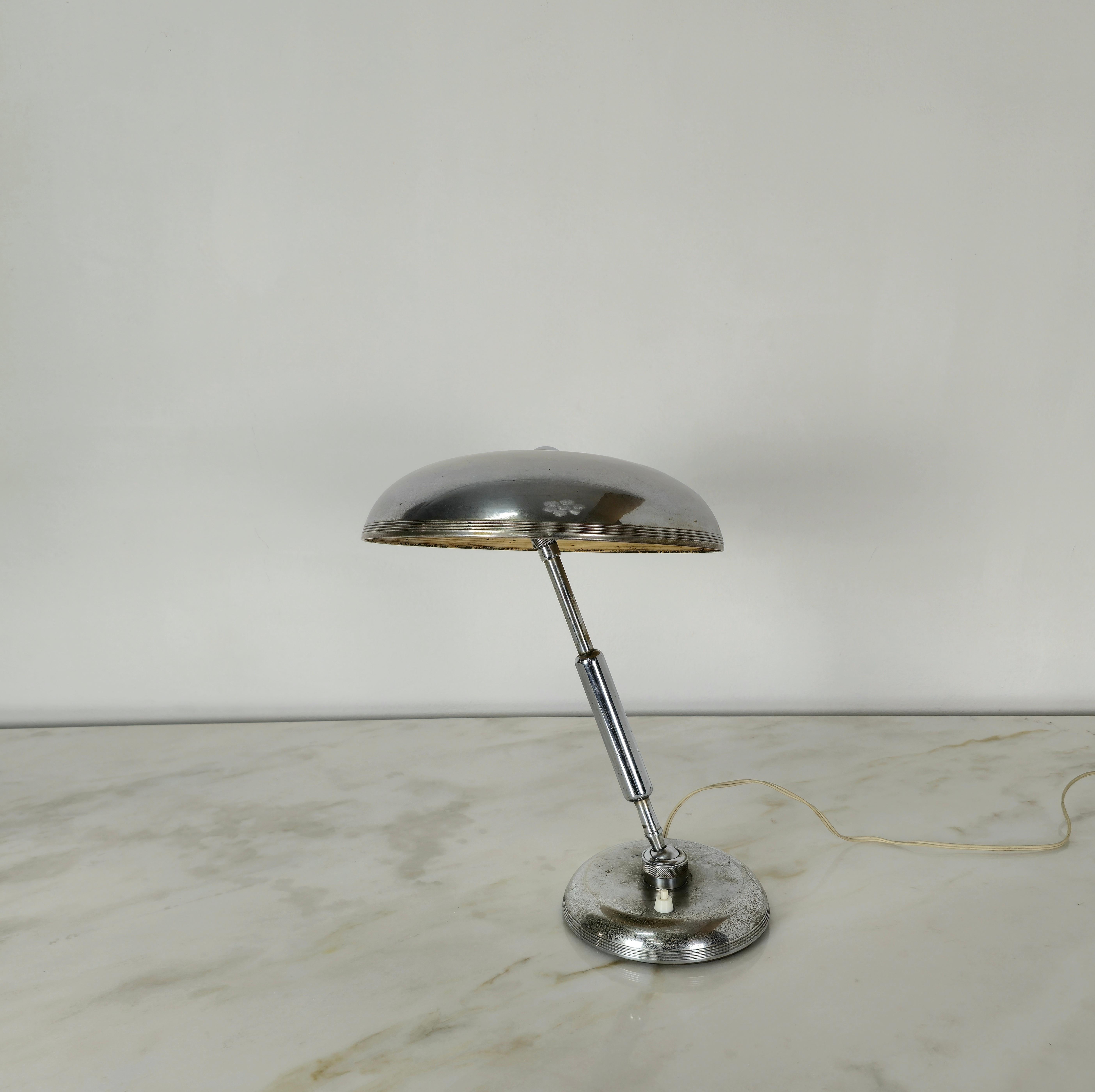 Table Lamp Brass Nickel-Plated Giovanni Michelucci for Lariolux Midcentury 1950s For Sale 1