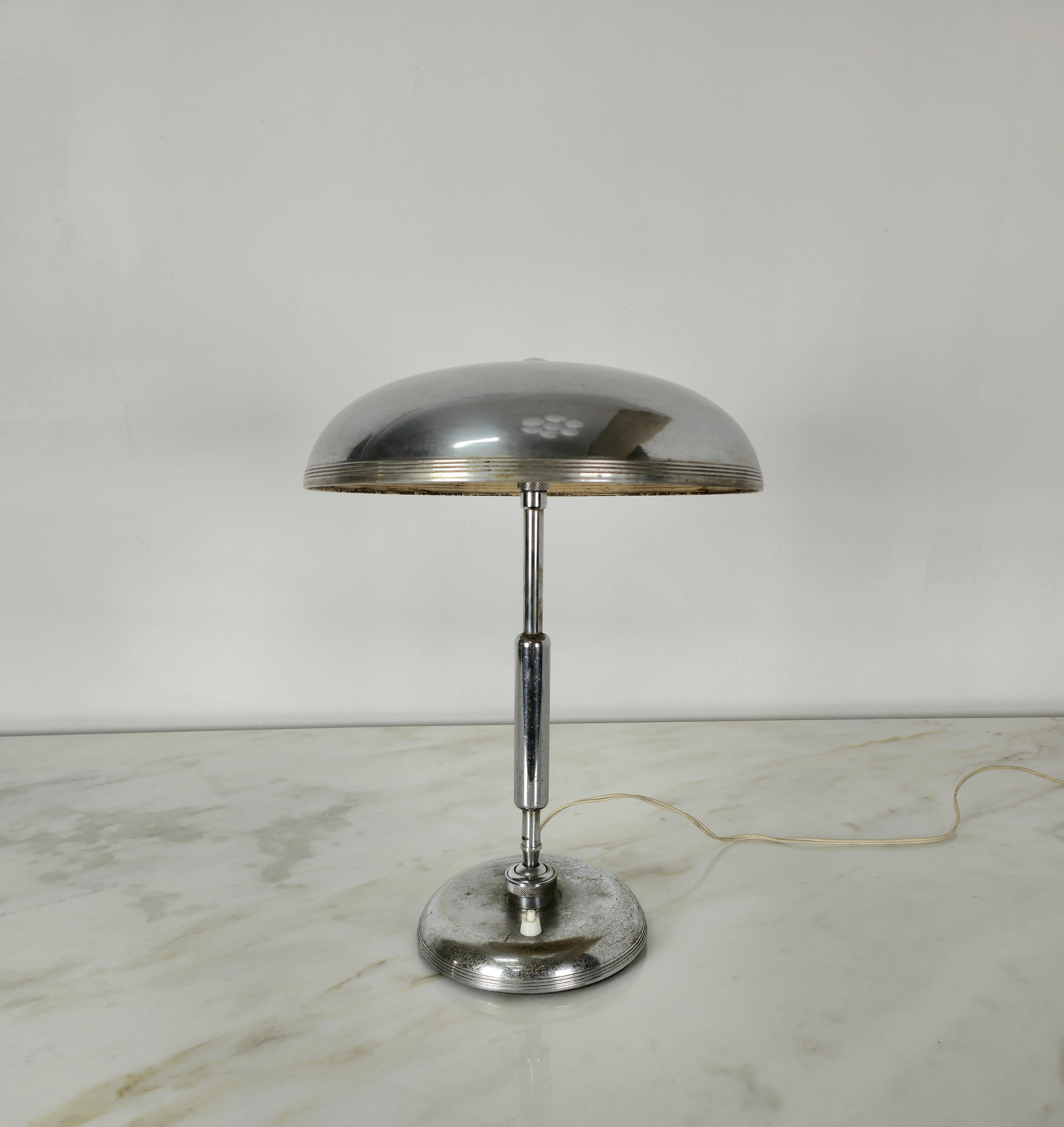 Lampe de bureau en laiton nickelé Giovanni Michelucci pour Lariolux, milieu du siècle dernier, années 1950 en vente 1
