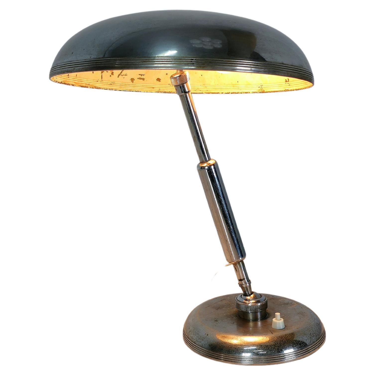 Table Lamp Brass Nickel-Plated Giovanni Michelucci for Lariolux Midcentury 1950s For Sale