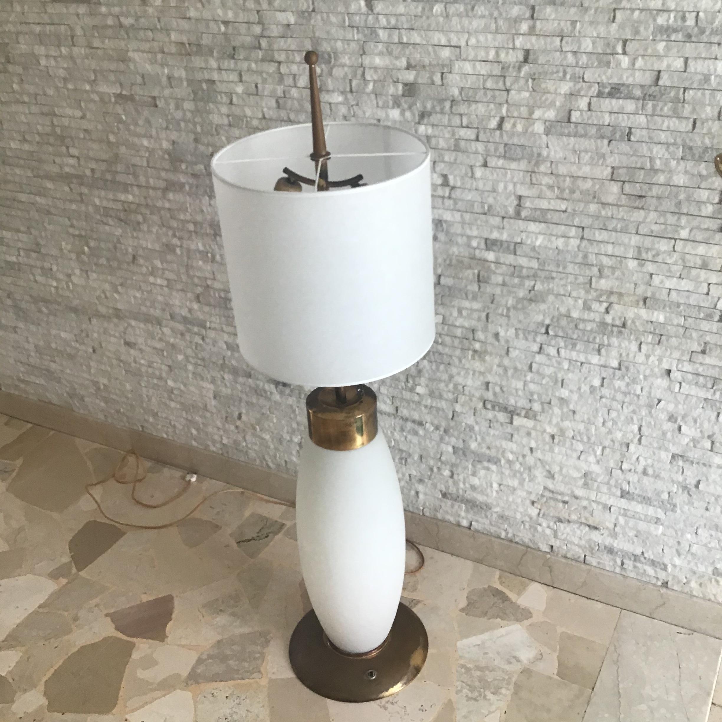 Other Table Lamp Brass Opaline Glass 1950 Italy