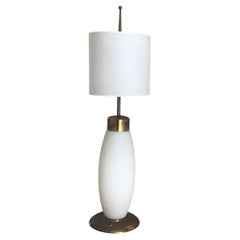Table Lamp Brass Opaline Glass 1950 Italy