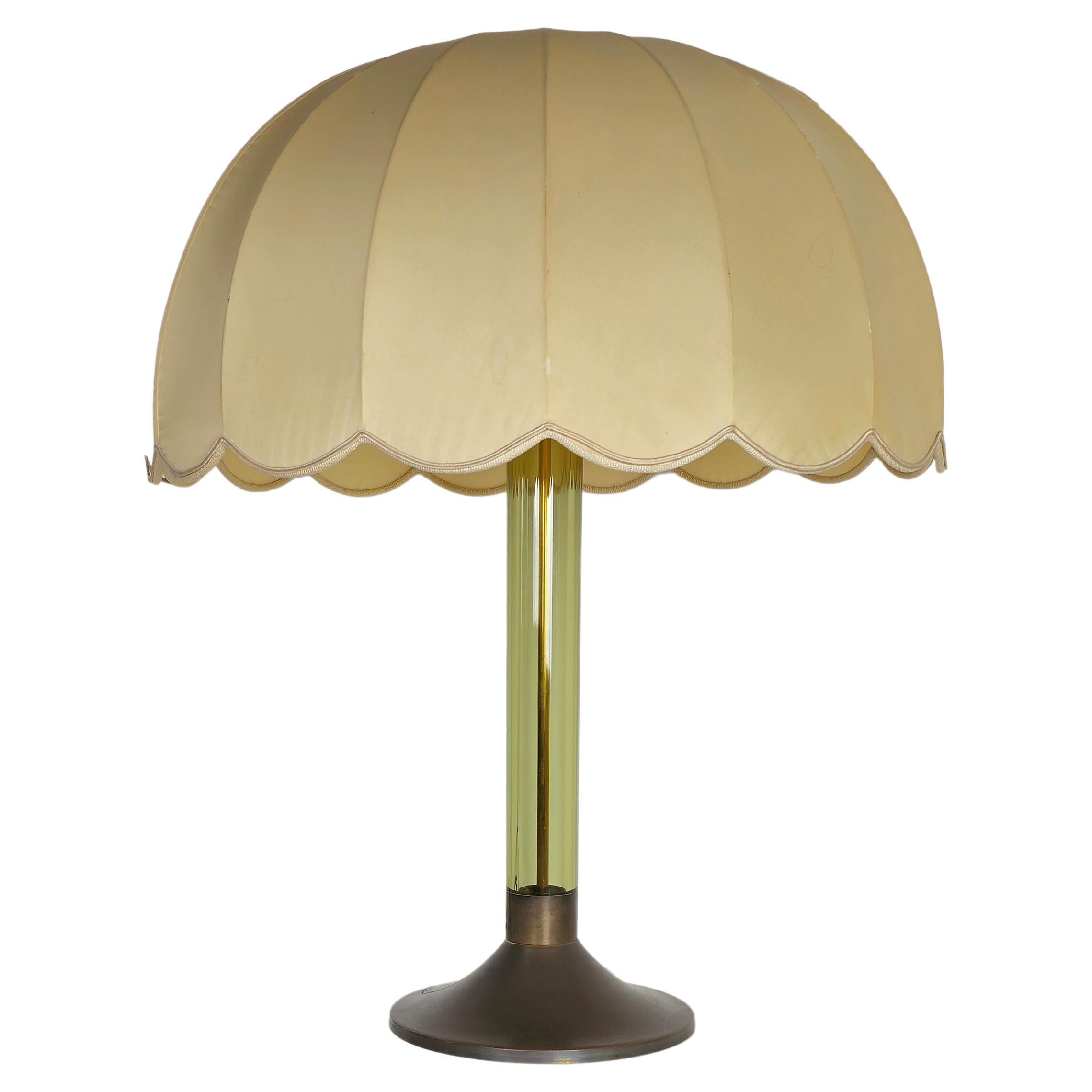 Table lamp Brass Plexiglass Fabric Midcentury Italian Design 1960s