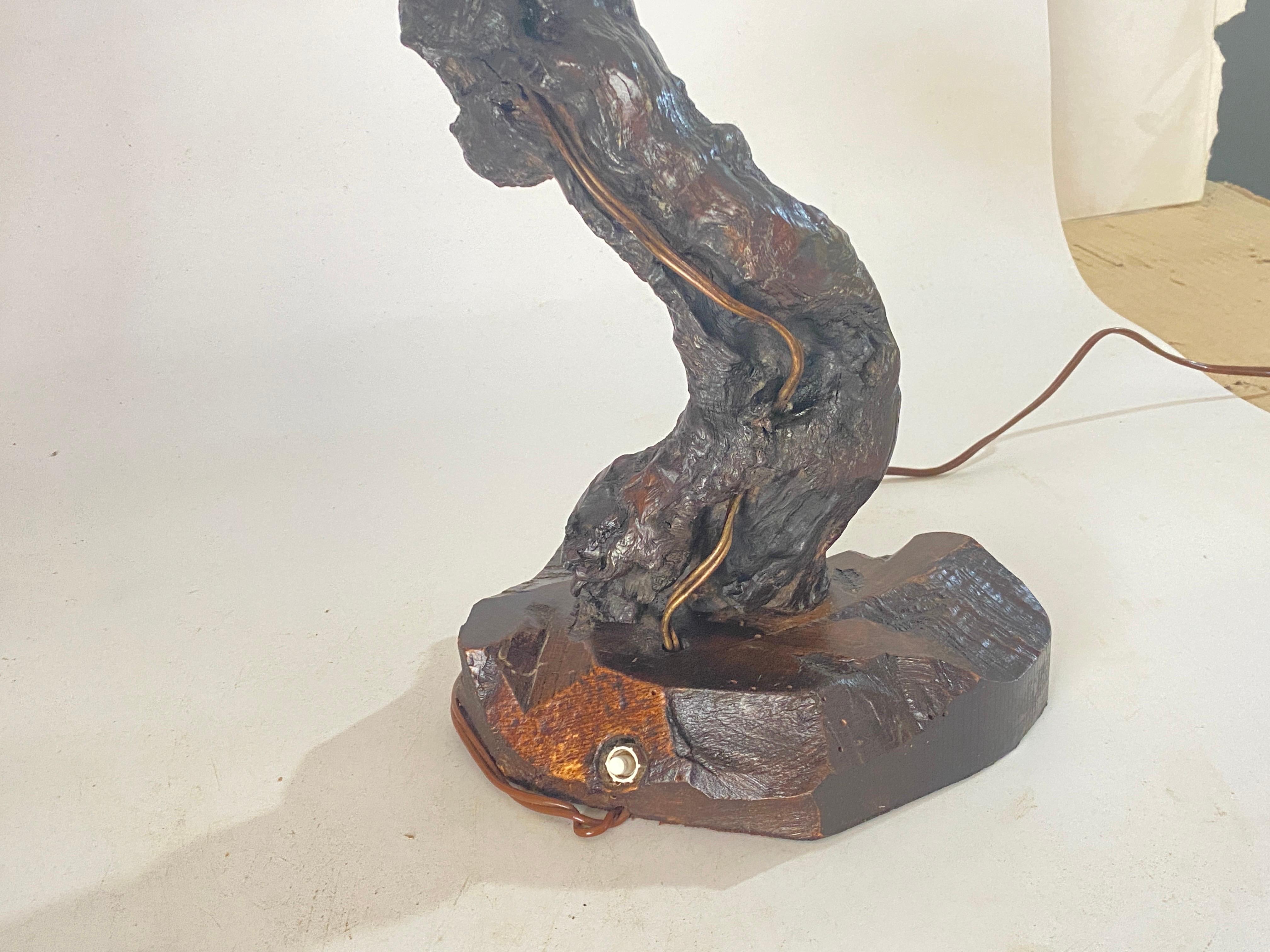 Table Lamp, Brutalist, Abstract Root Driftwood, Brown color France 20th Century For Sale 4