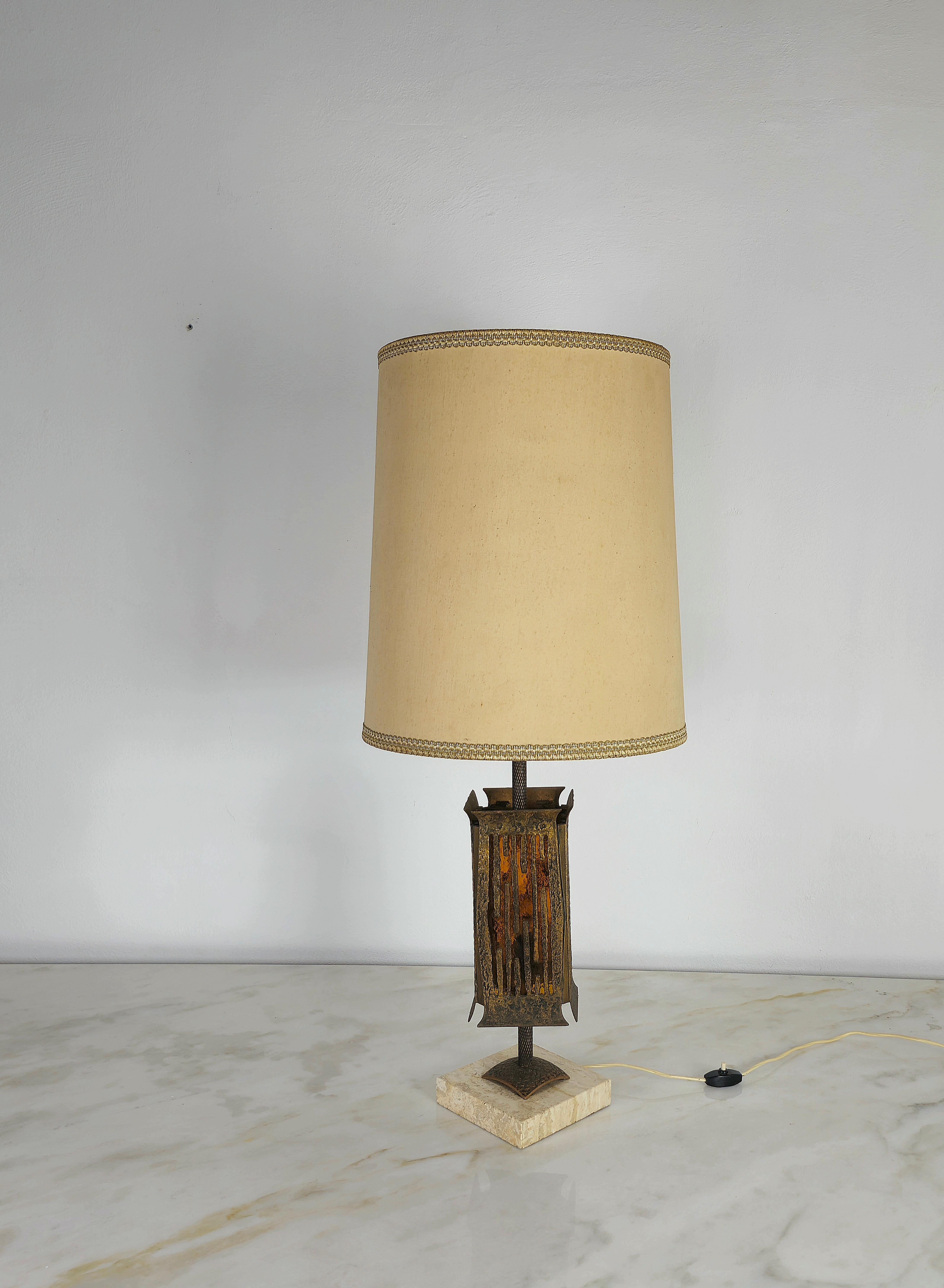 Table Lamp Brutalist Albano Poli for Poliarte Bronze Glass Midcentury Italy 1970 For Sale 4