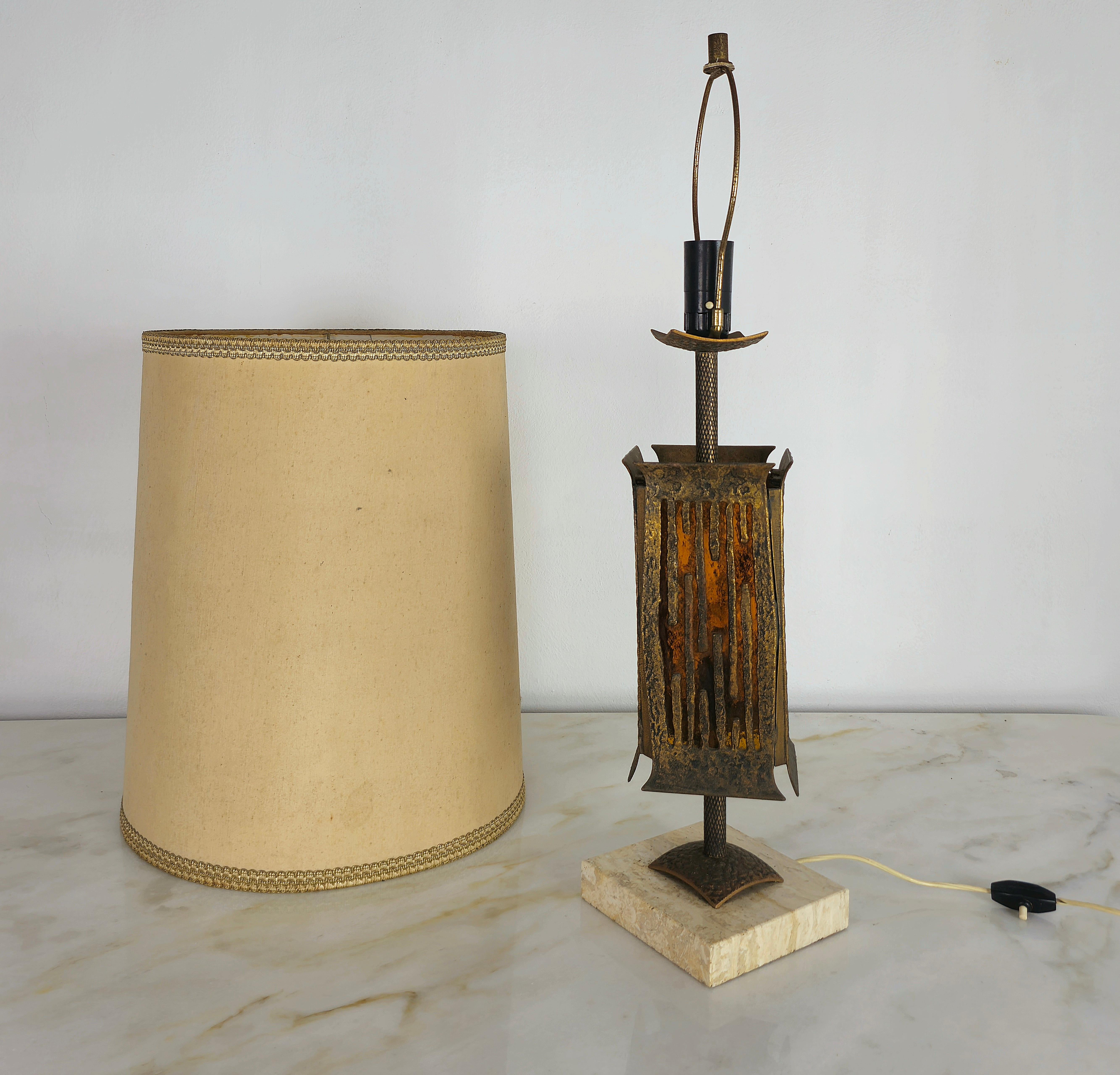 Table Lamp Brutalist Albano Poli for Poliarte Bronze Glass Midcentury Italy 1970 For Sale 7