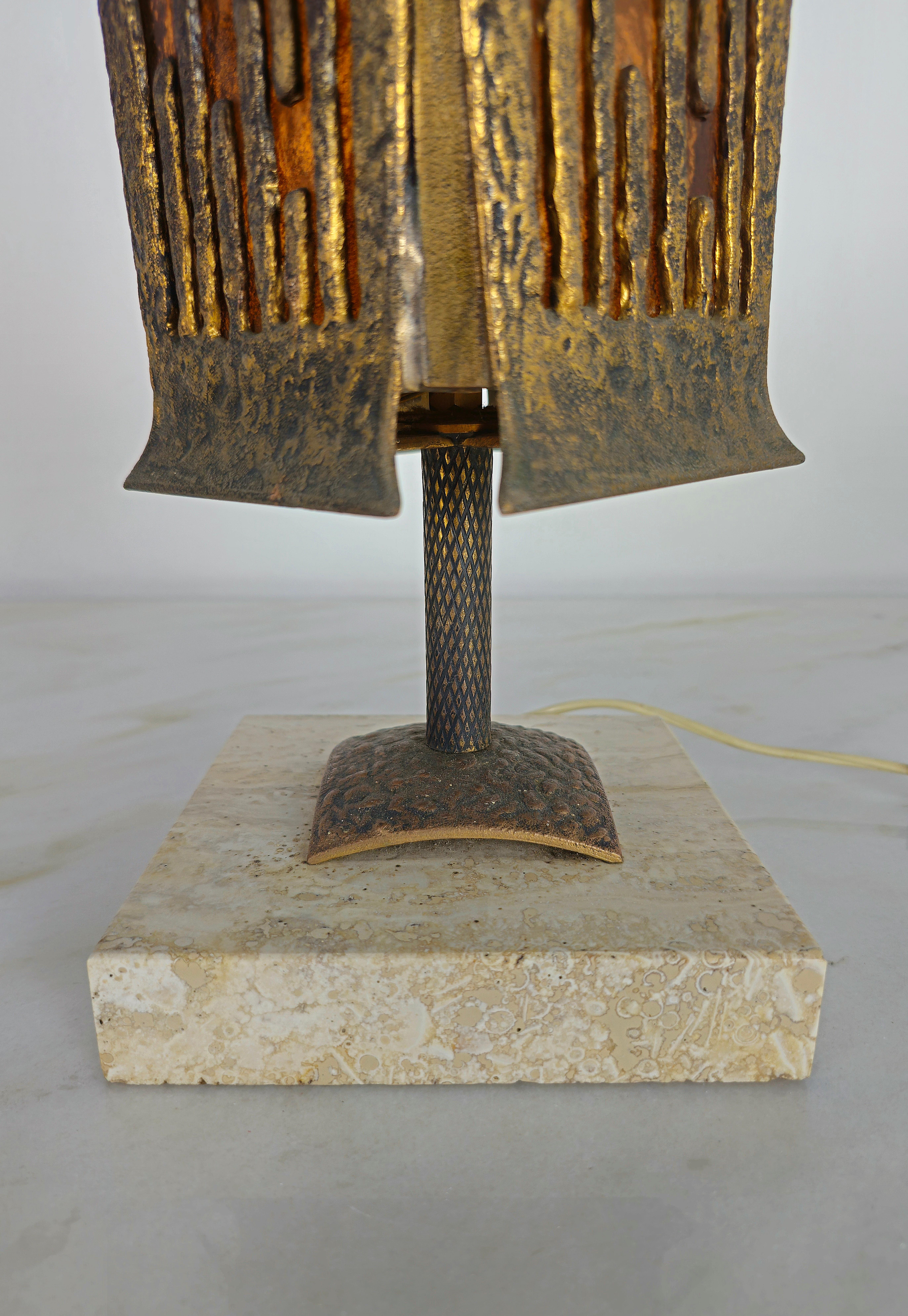 Table Lamp Brutalist Albano Poli for Poliarte Bronze Glass Midcentury Italy 1970 For Sale 2