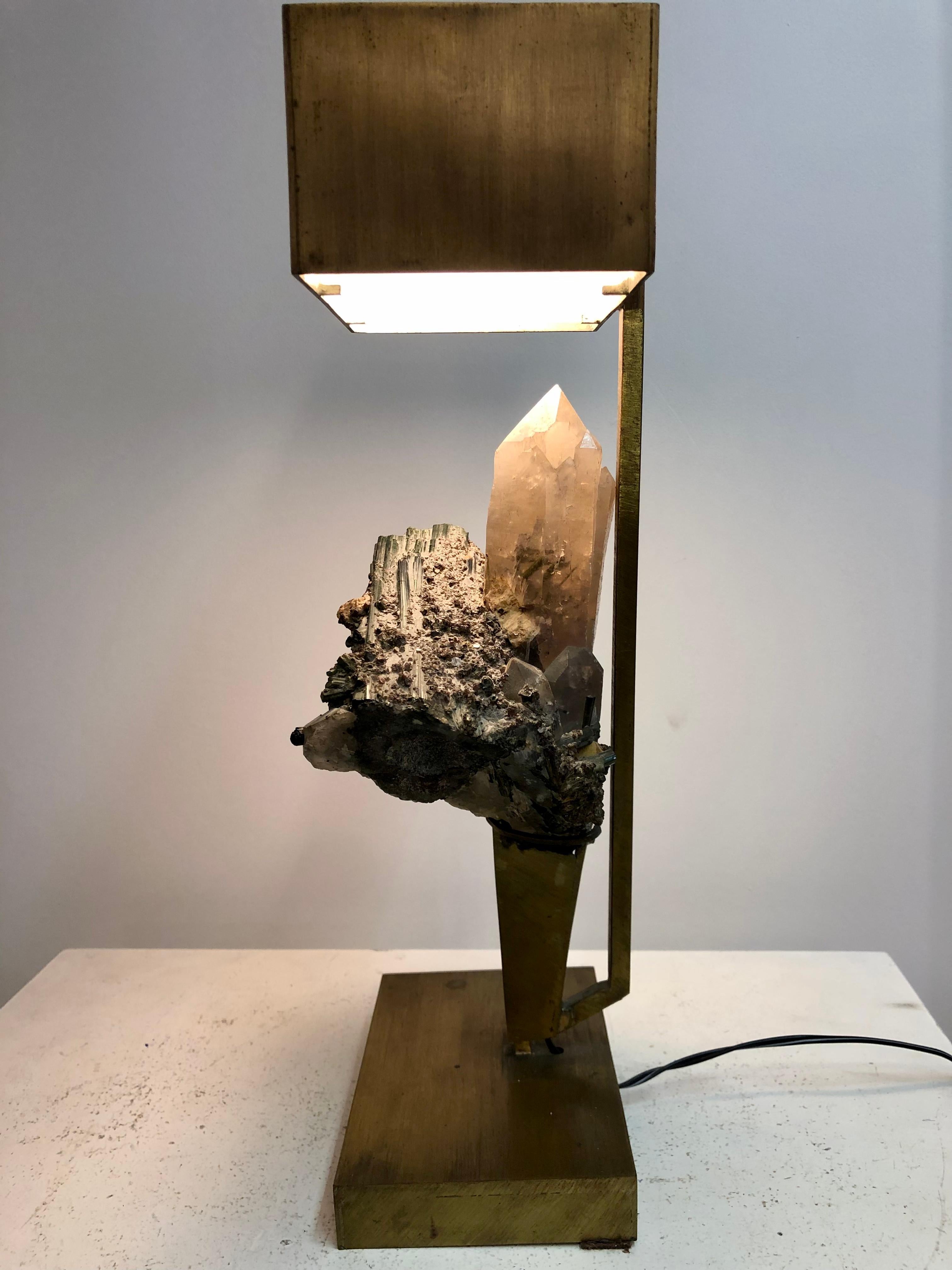 Table Lamp by Ado Chale circa 1965 with Rock Crystal and Tourmaline 3