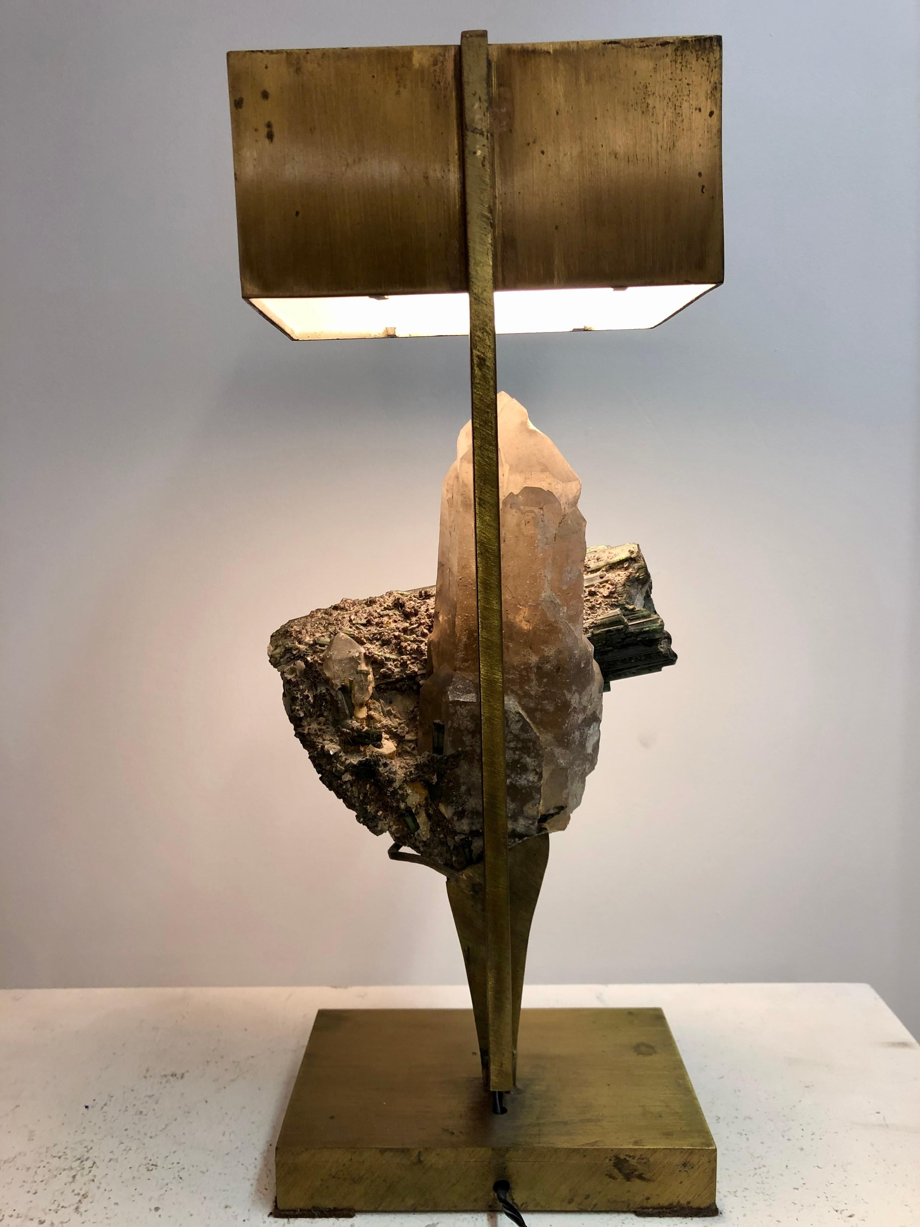 Table Lamp by Ado Chale circa 1965 with Rock Crystal and Tourmaline 4