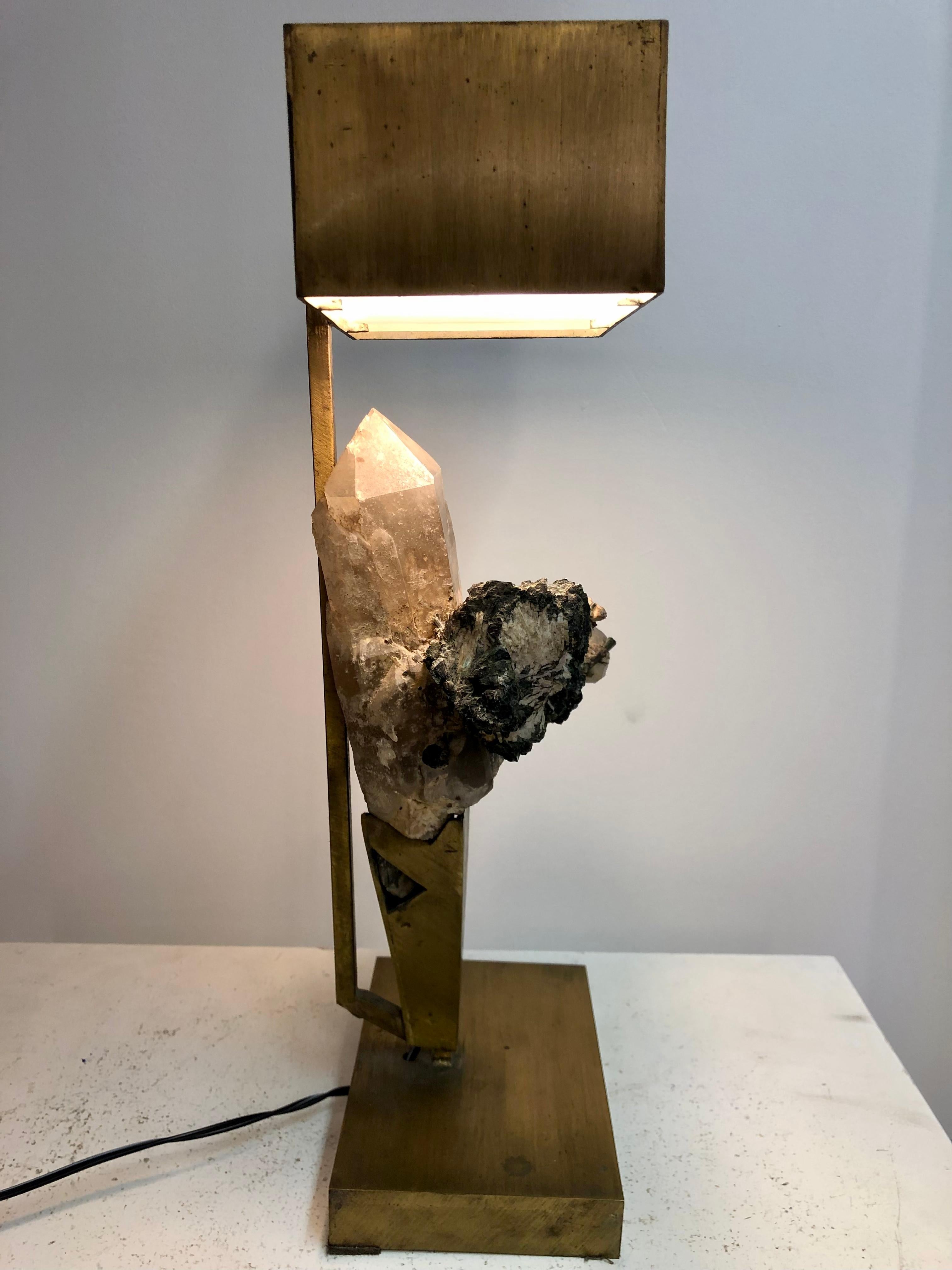 Table Lamp by Ado Chale circa 1965 with Rock Crystal and Tourmaline 5
