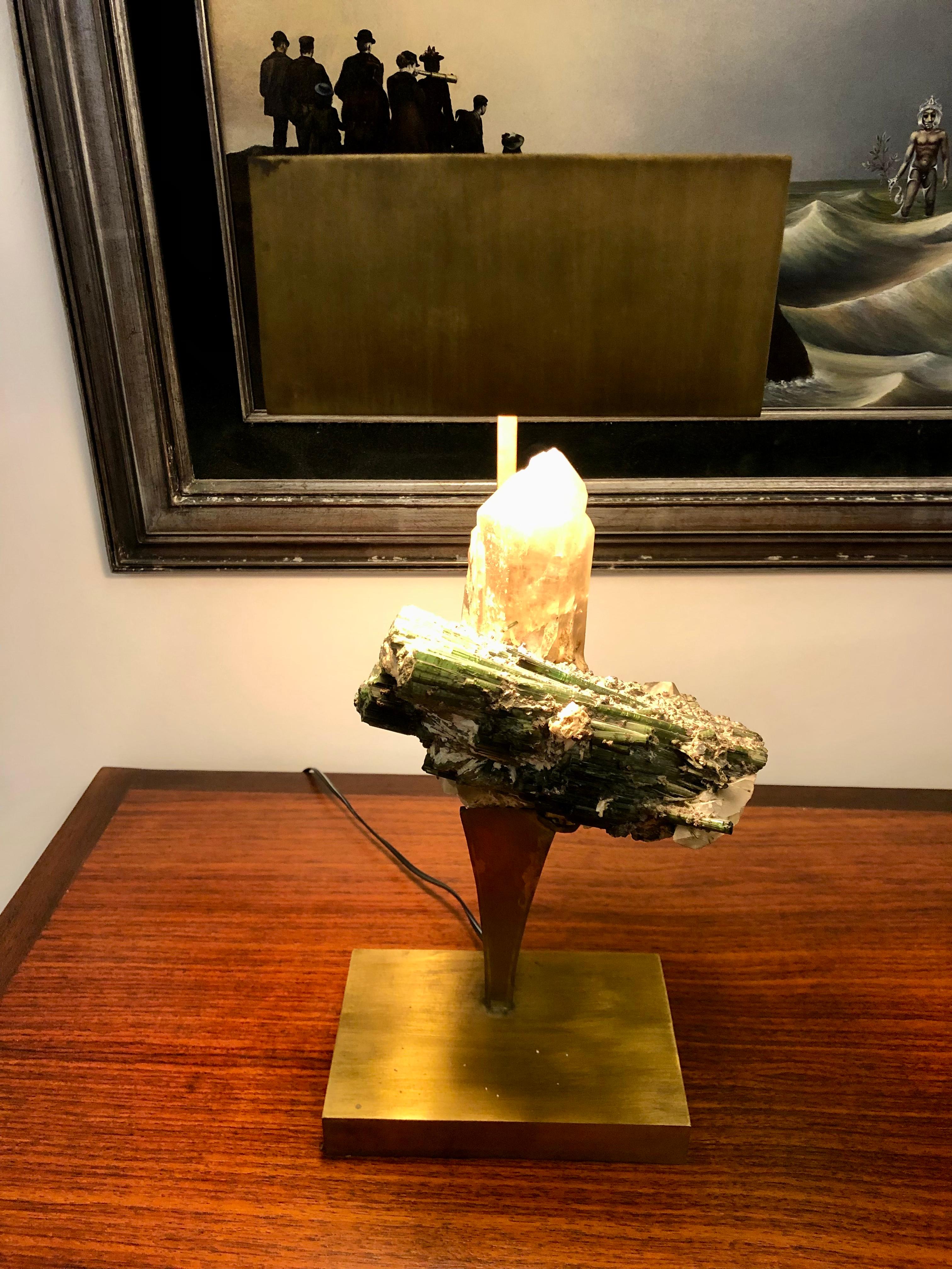 Table Lamp by Ado Chale circa 1965 with Rock Crystal and Tourmaline 12