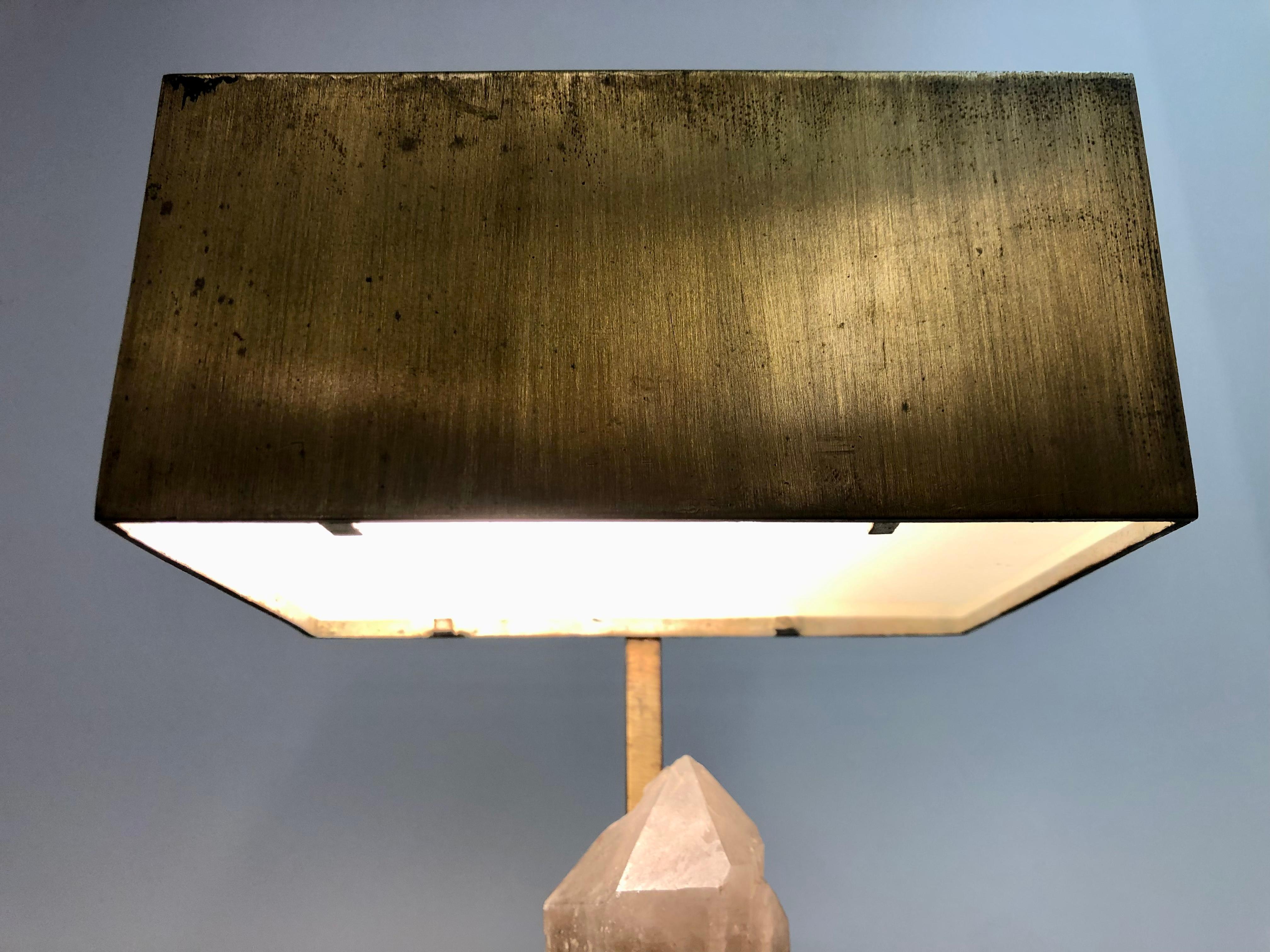 Brutalist Table Lamp by Ado Chale circa 1965 with Rock Crystal and Tourmaline