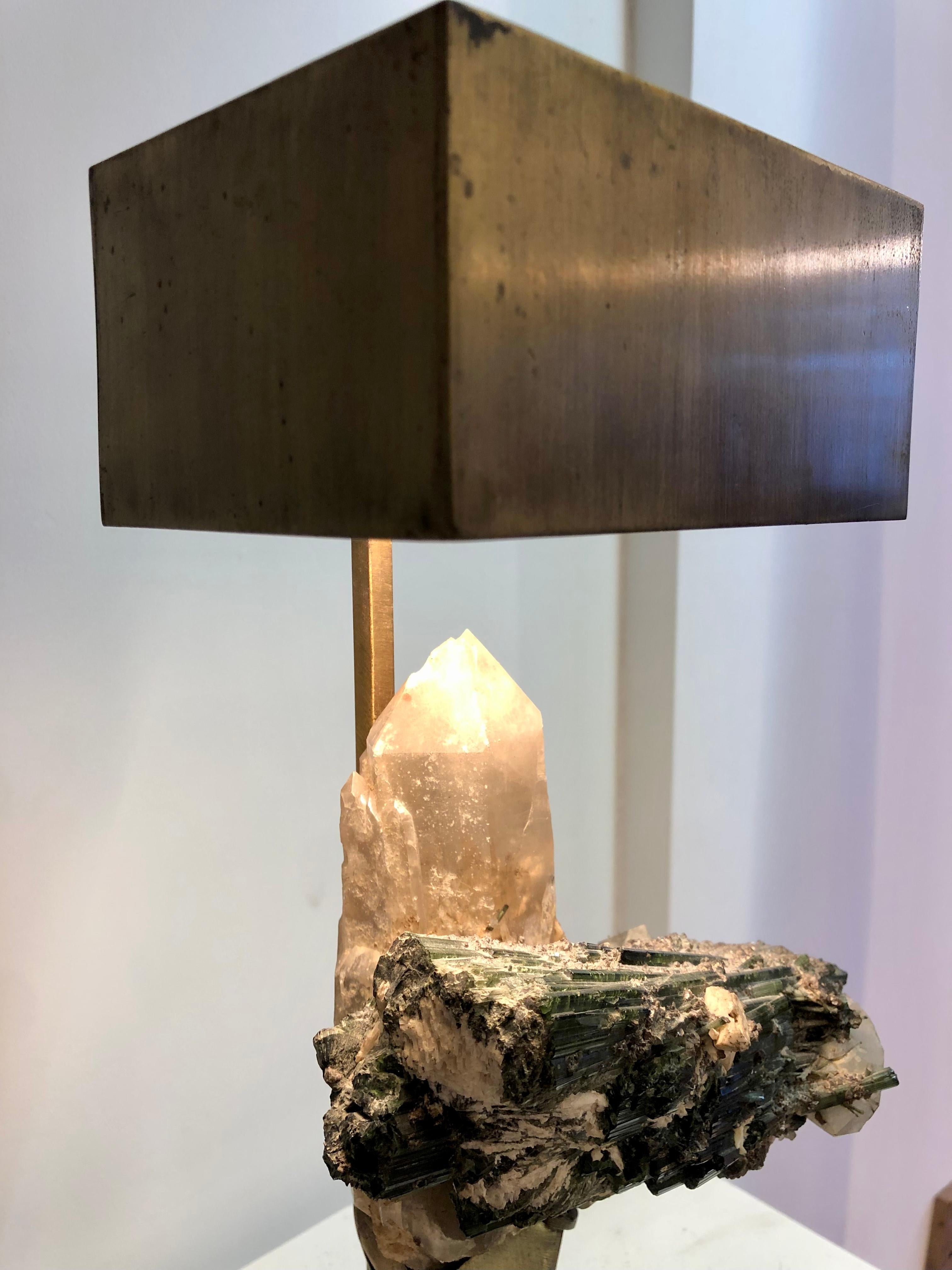 Table Lamp by Ado Chale circa 1965 with Rock Crystal and Tourmaline In Fair Condition In Bruxelles, BE