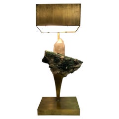 Lampe de bureau Ado Chale datant d'environ 1965, en cristal de roche et tourmaline