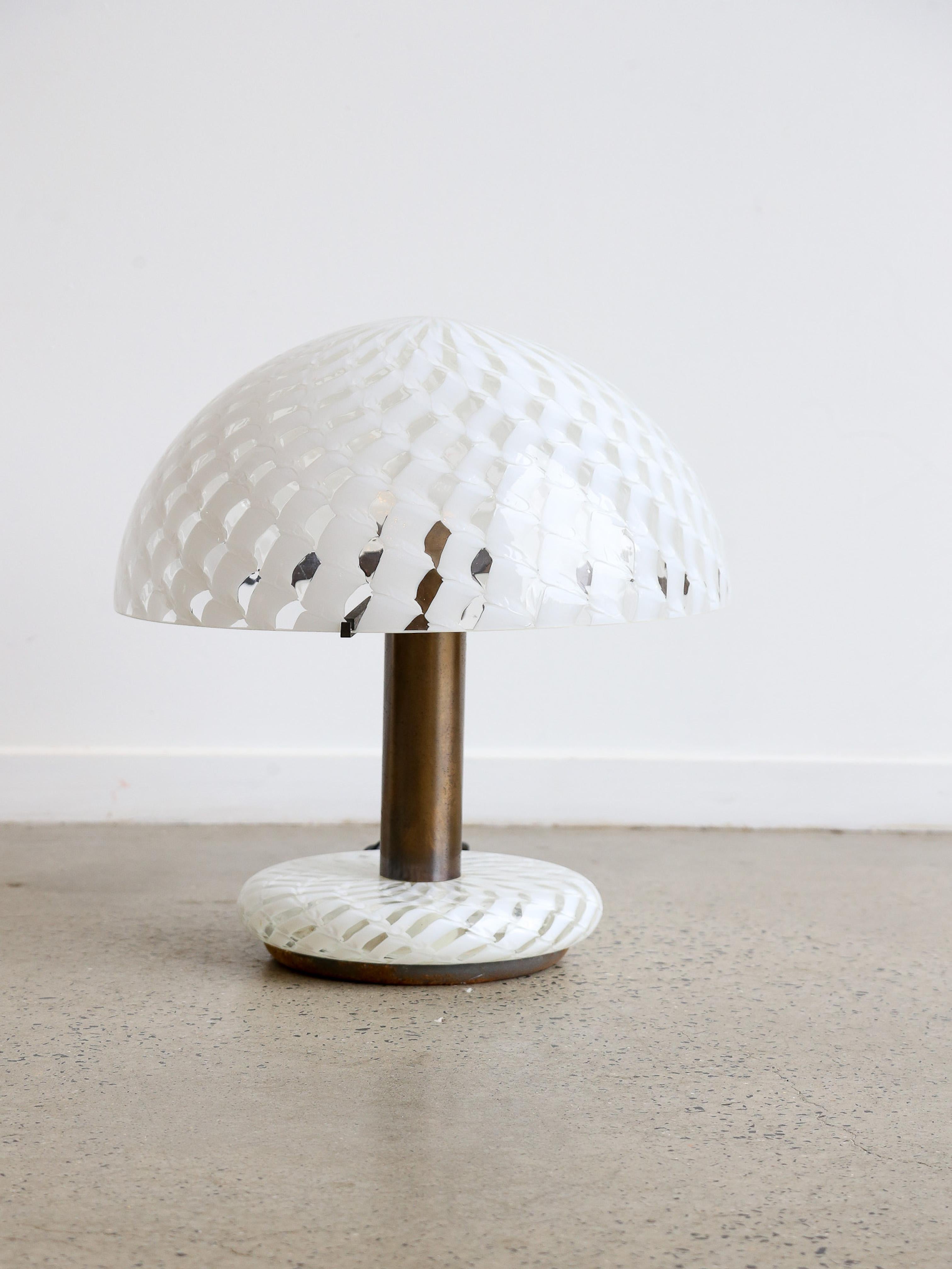 Italian Table Lamp By AV Mazzega in Murano Glass and Brass