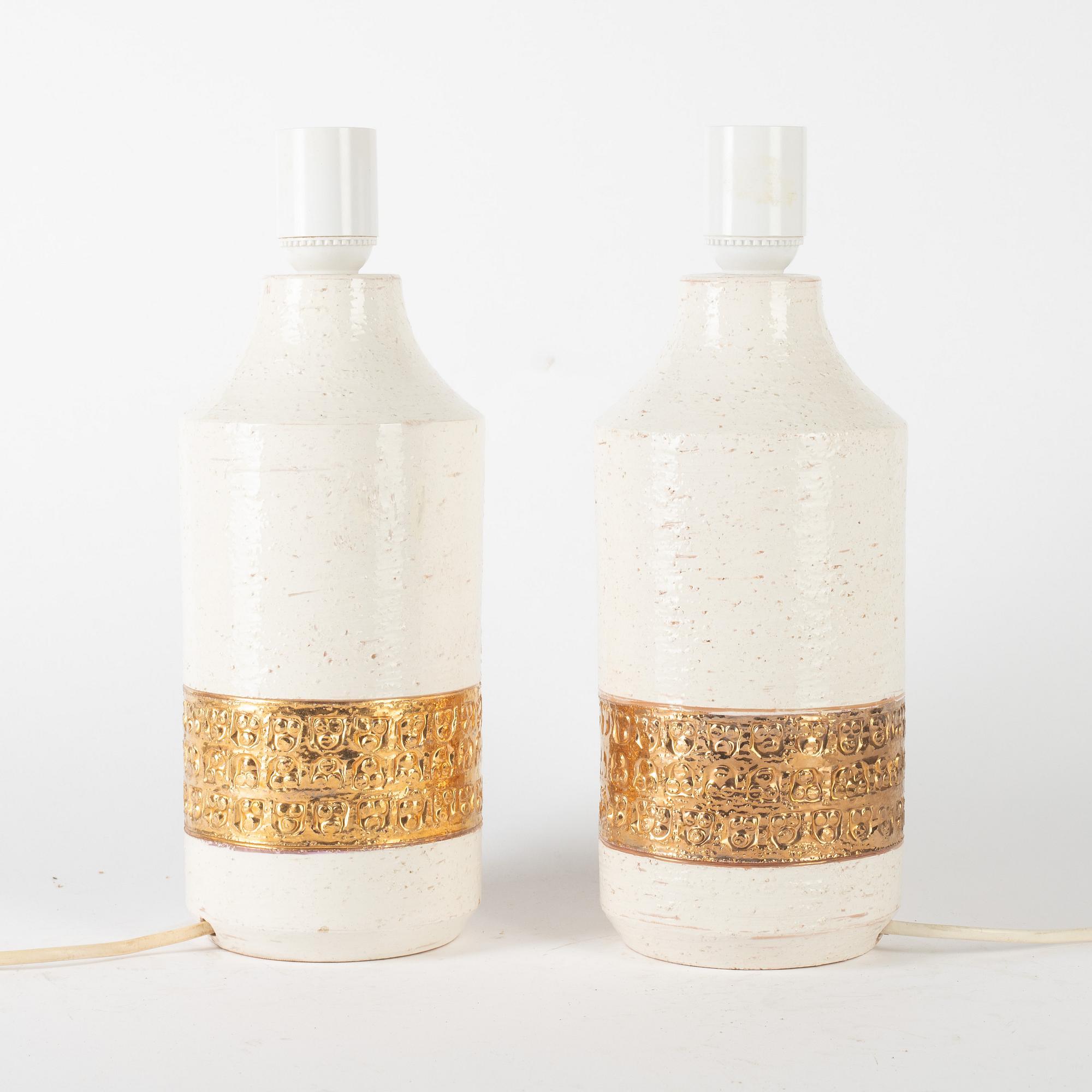 Mid-Century Modern Aldo Londi for Bitossi a pair ceramic Lamps Sweden 1960 For Sale