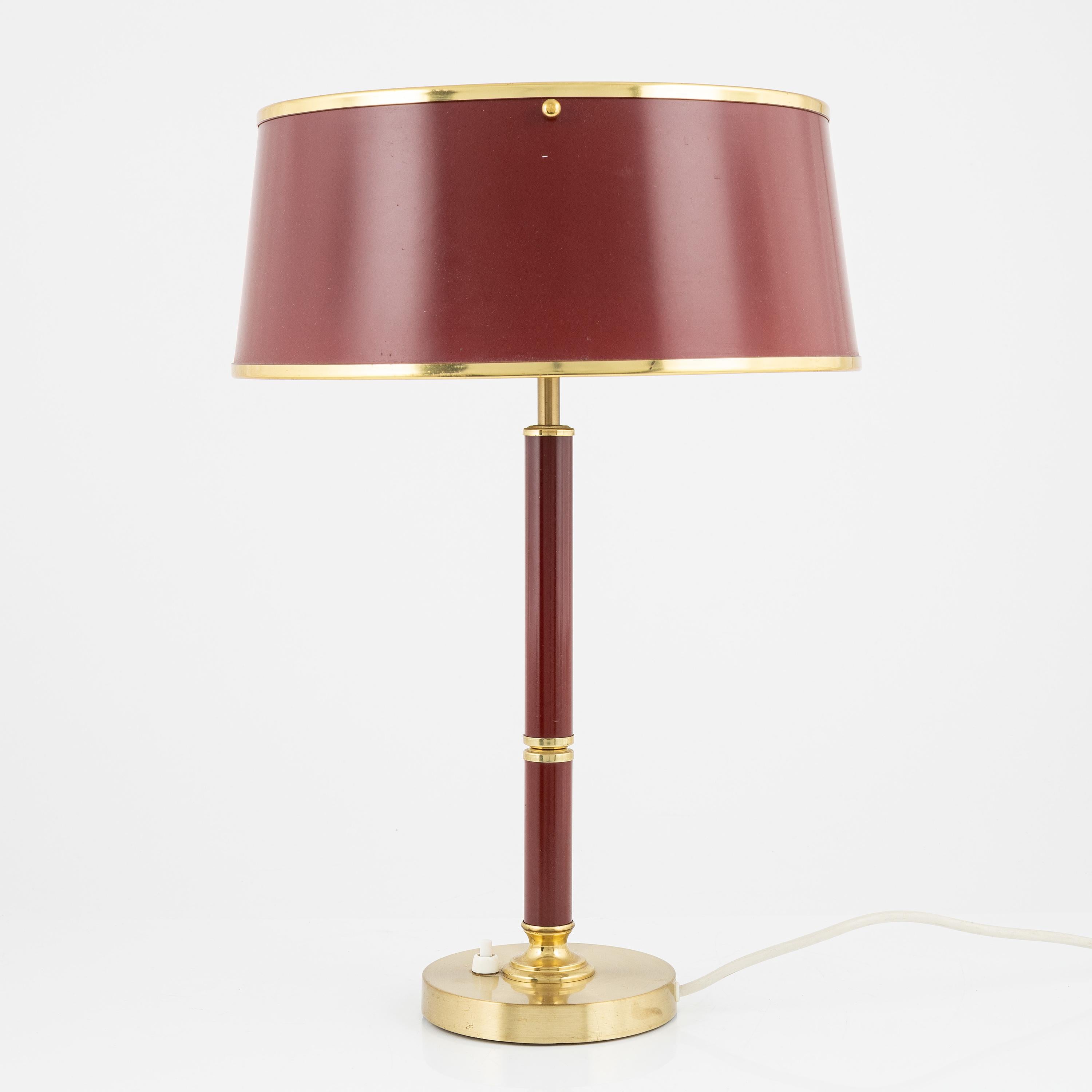  Borens table lamp Model 8423 red lacquer Sweden 1970 For Sale 1