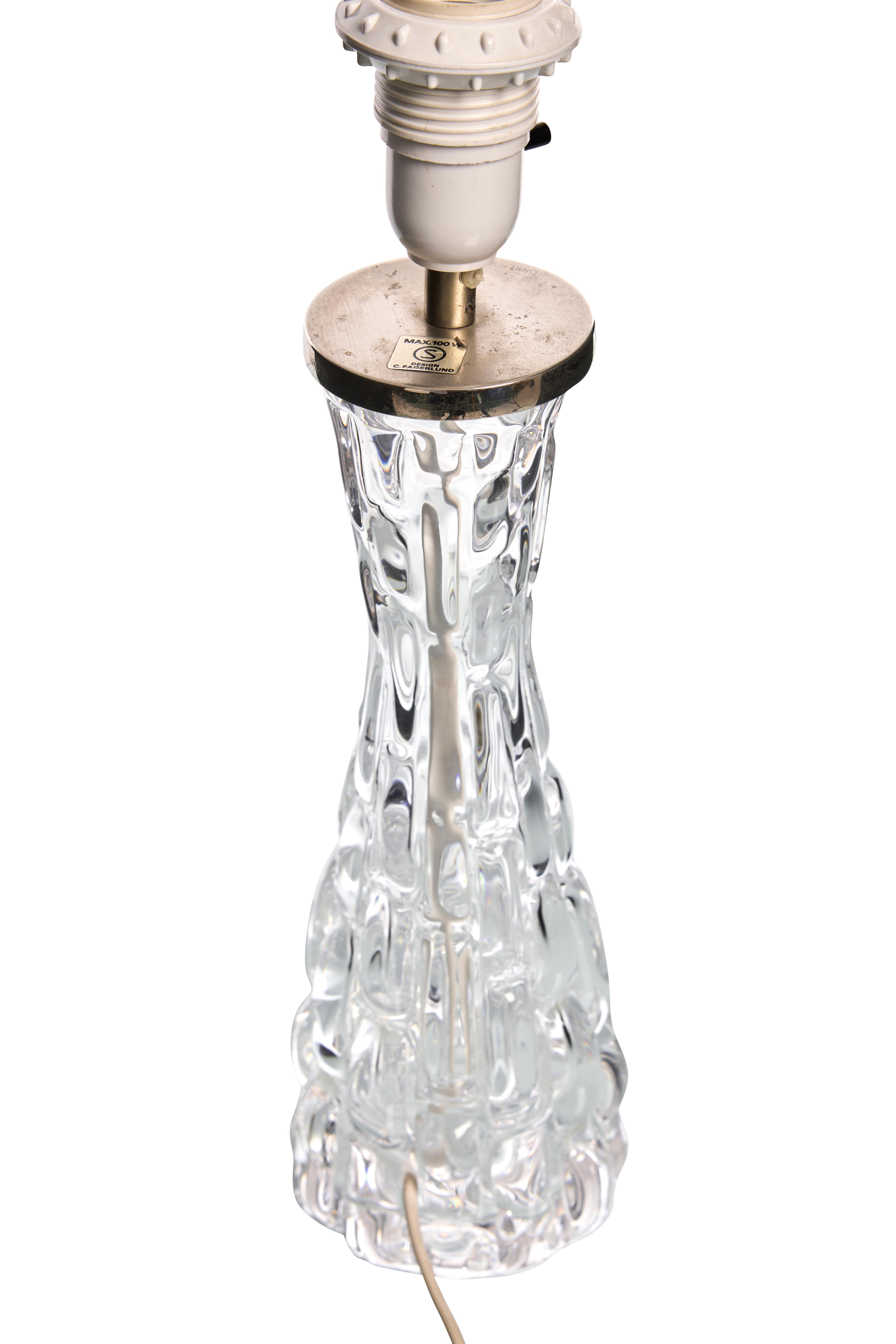 Swedish Table Lamp by Carl Fagerlund for Orrefors, Sweden, 1960s For Sale