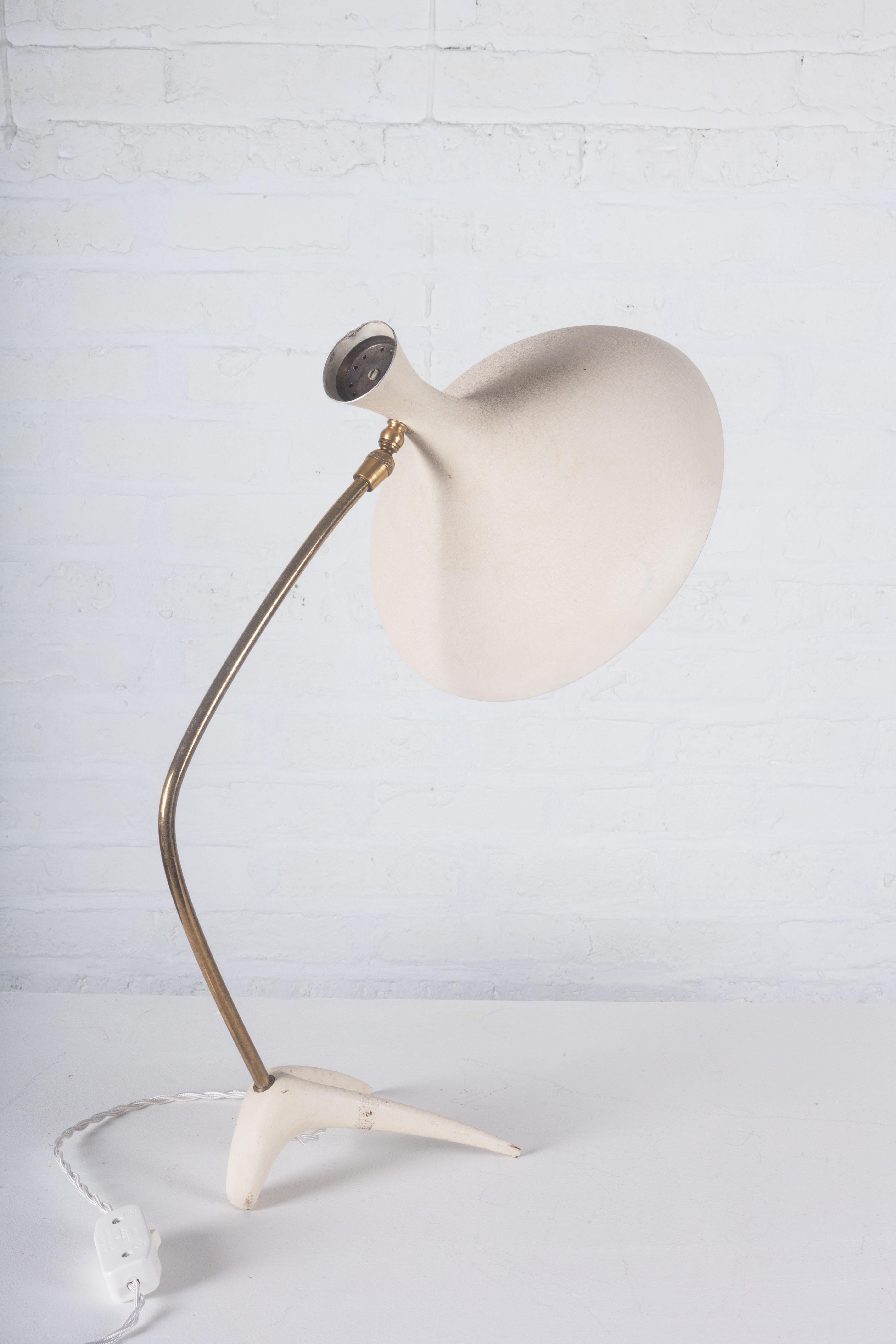 Metal Table Lamp by Cosack Leuchten, White, Germany, 1950s For Sale