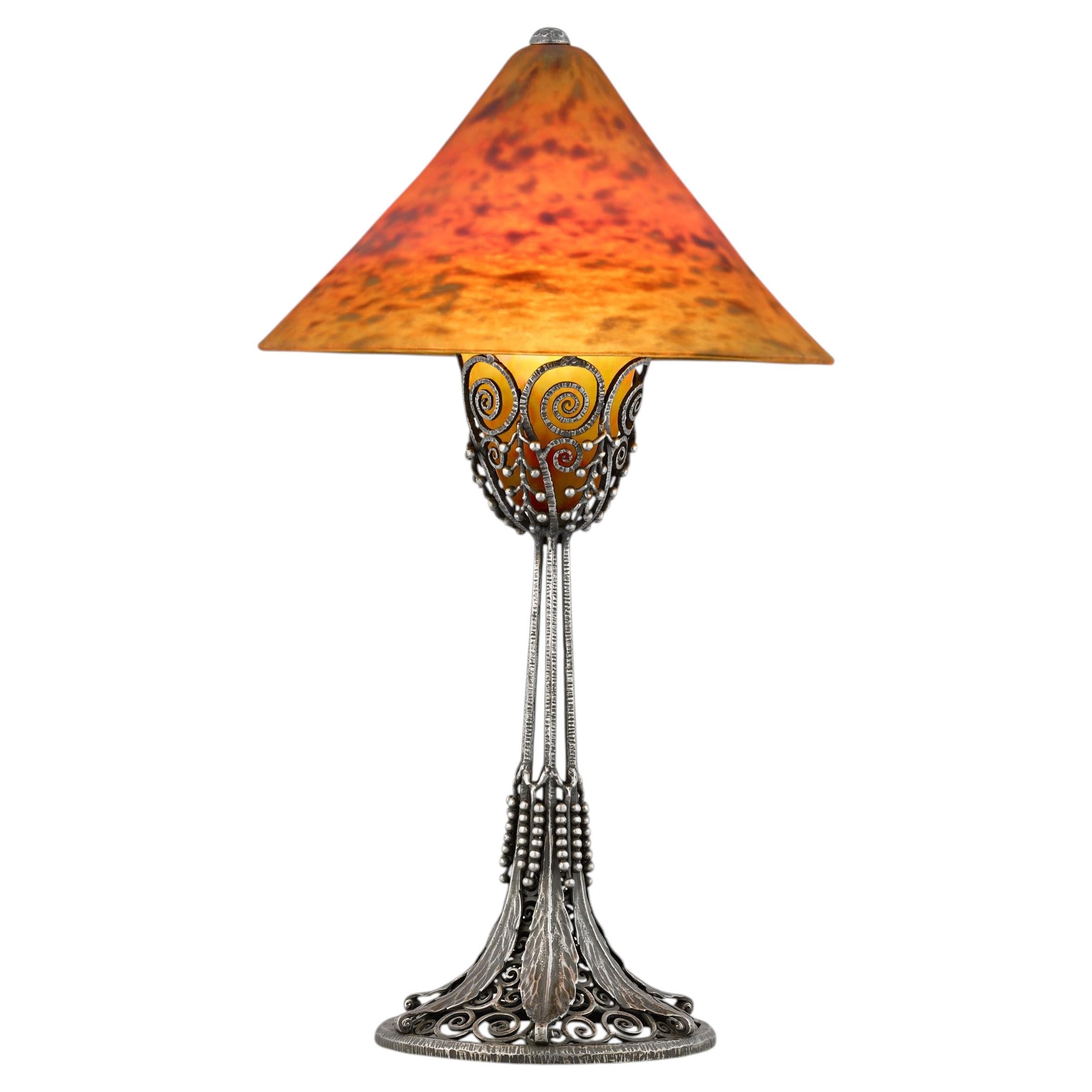 Table Lamp by Edgar Brandt and Daum Nancy