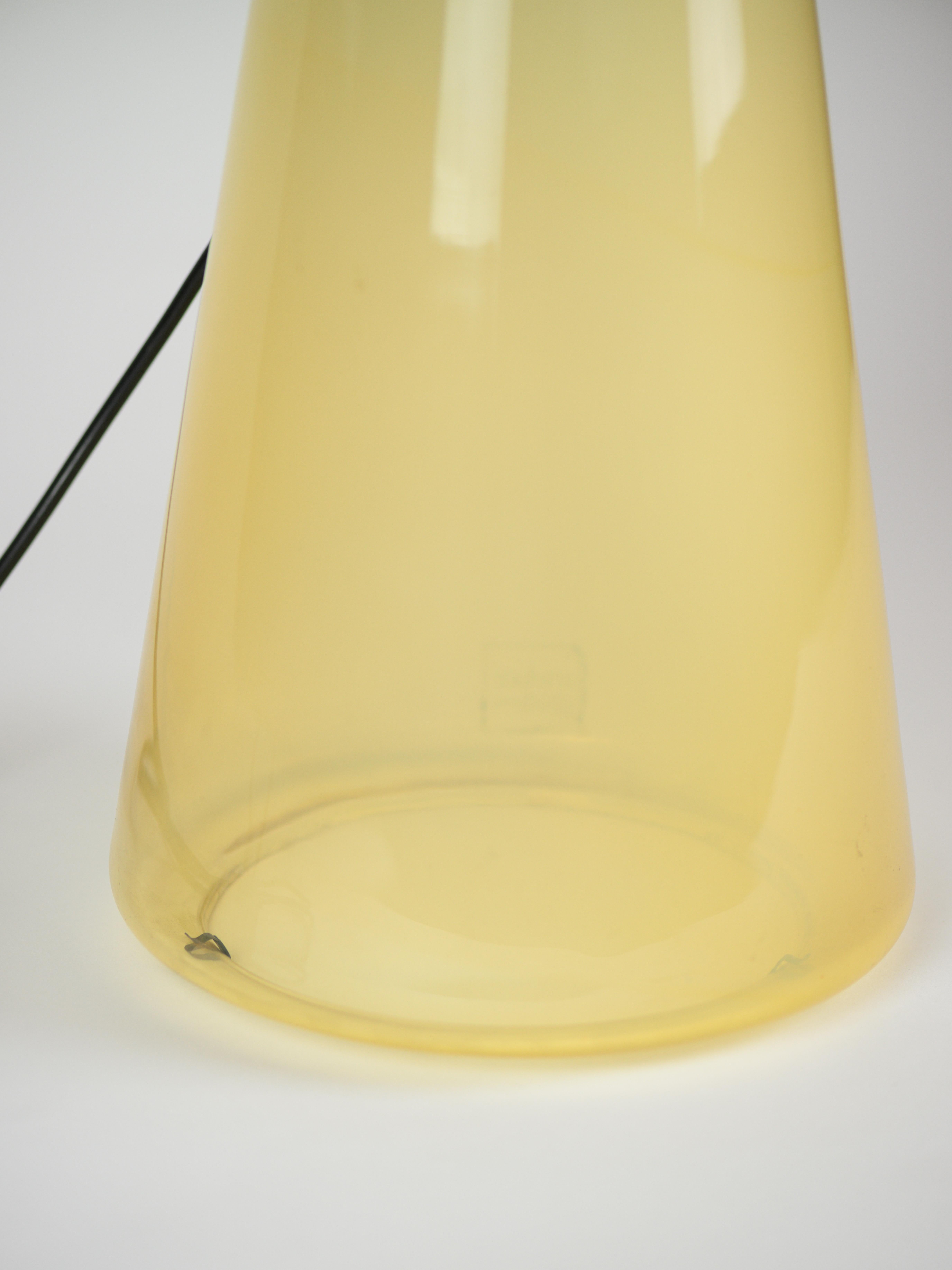 Brass Table lamp by Ezio Didone for Arteluce circa 1970 in Murano glass For Sale