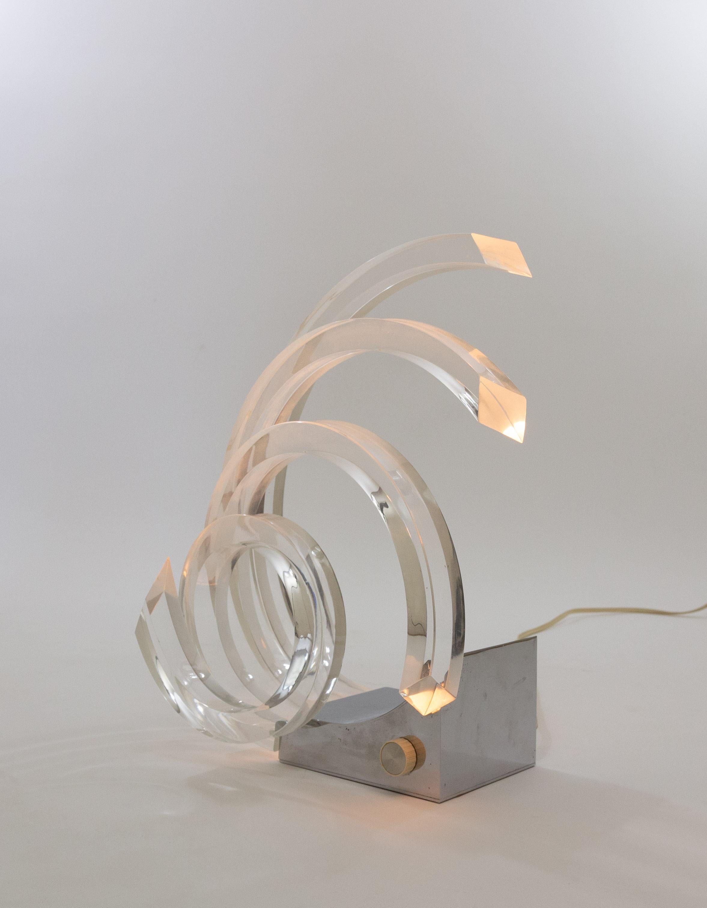 Metal Table lamp by Gaetano Missaglia for Missaglia, 1970s For Sale